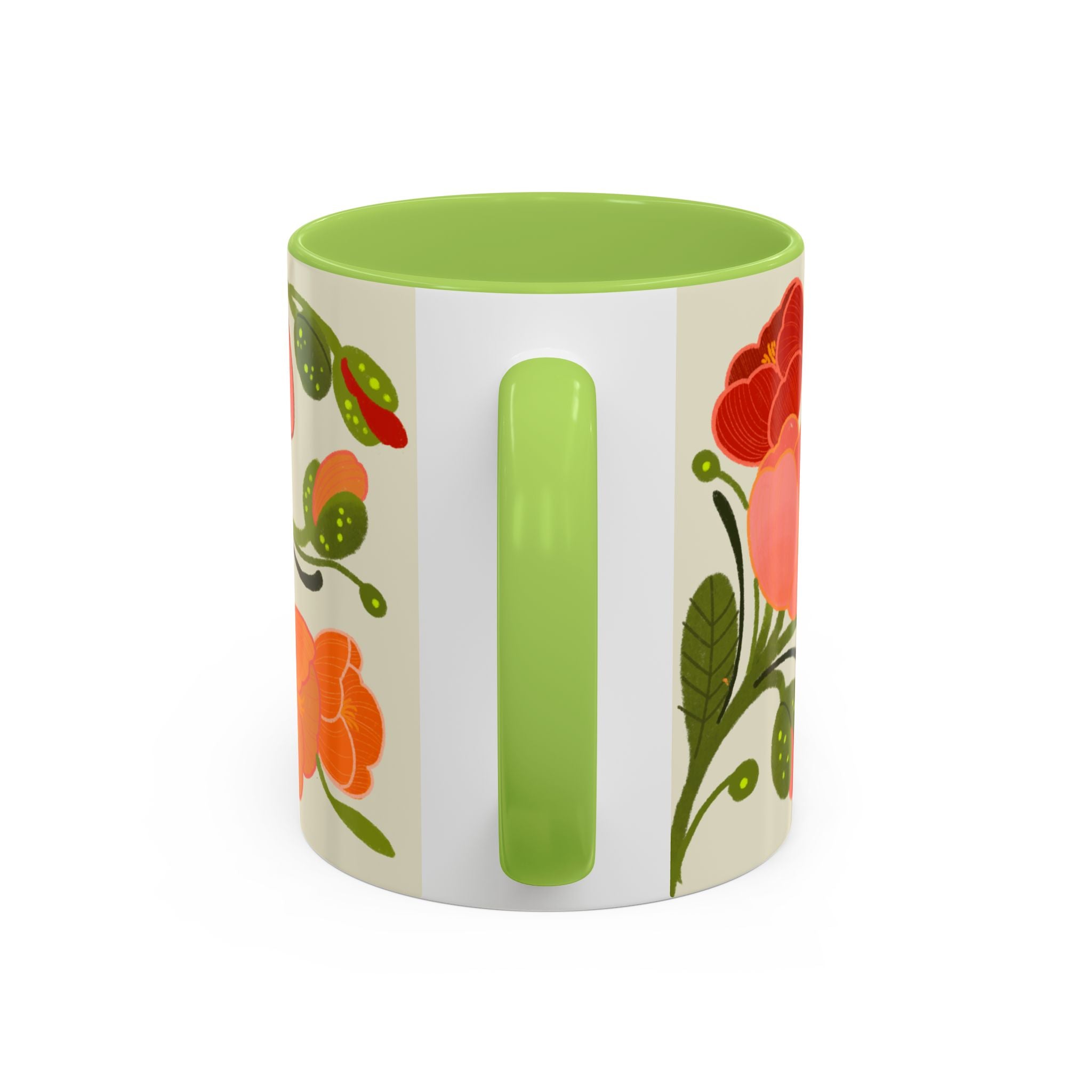Floral Accent Coffee Mug — Coral Poppy Bouquet Design (11/15 oz)