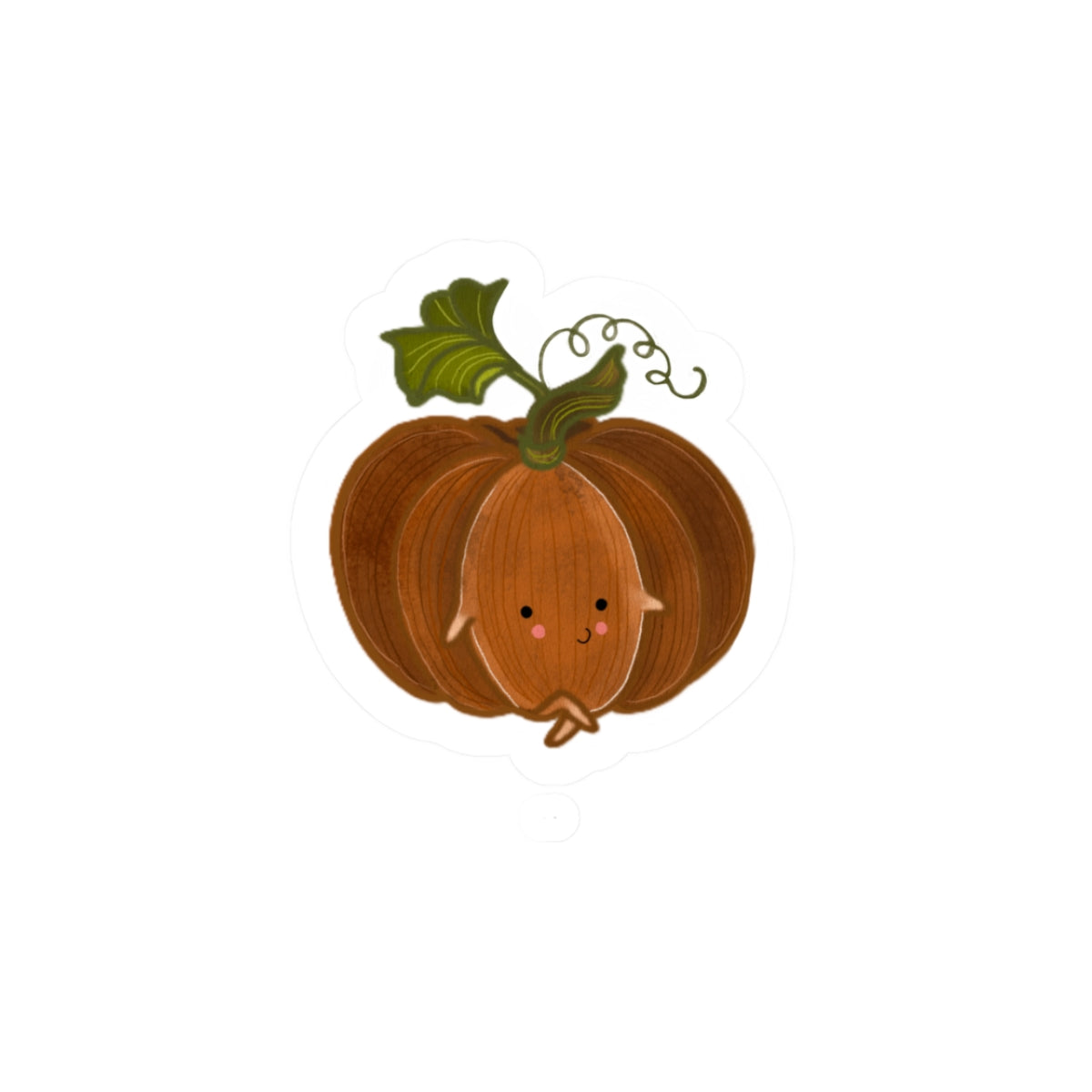 Pumpkin Kawaii Kiss-Cut Sticker — Cute Fall Pumpkin Sticker for Laptops, Planners & Halloween Décor
