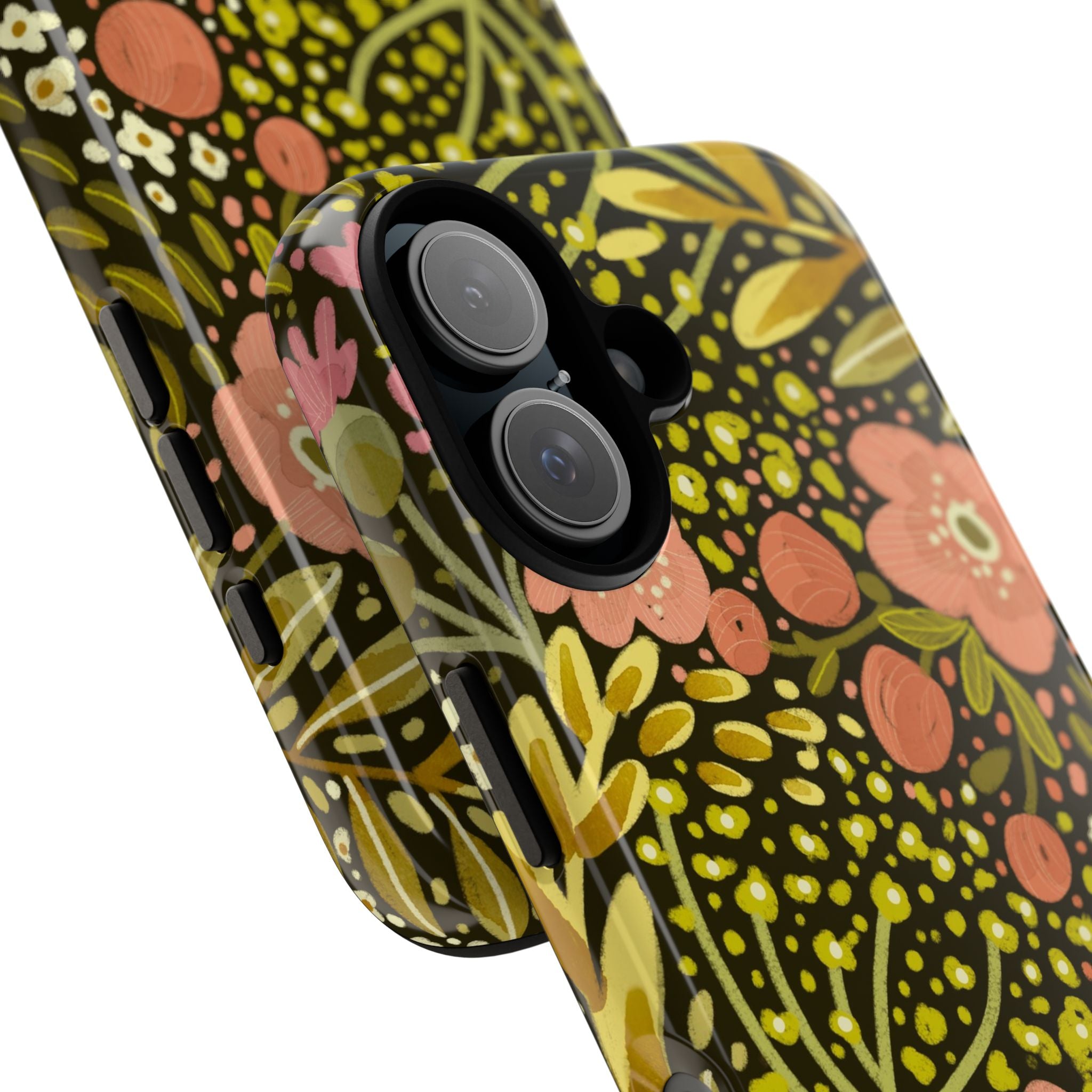Vintage Floral Pattern Tough Case | Pink & Olive Botanical Phone Cover