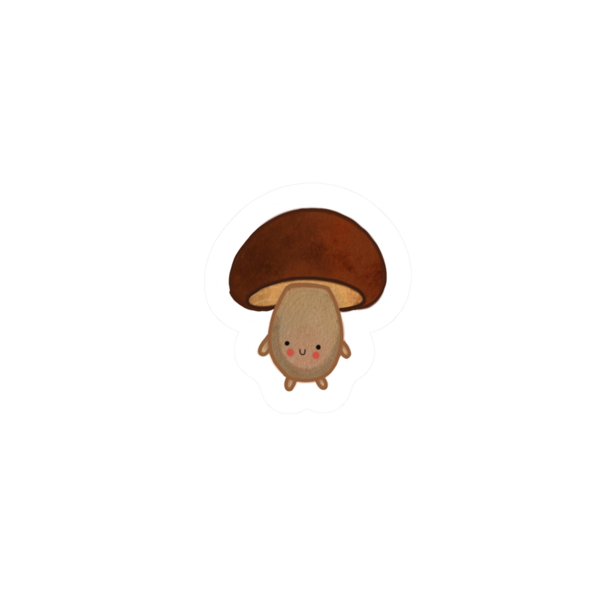 Cute Kawaii Mushroom Sticker — Adorable Brown Fungi Kiss-Cut Decal for Laptops, Water Bottles & Journals