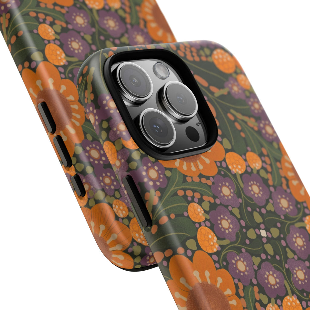 Retro Orange Floral Phone Case | Tough Case