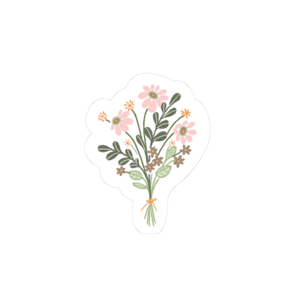 Floral Bouquet Kiss-Cut Sticker — Pastel Wildflower Decal for Laptops, Water Bottles & Journals