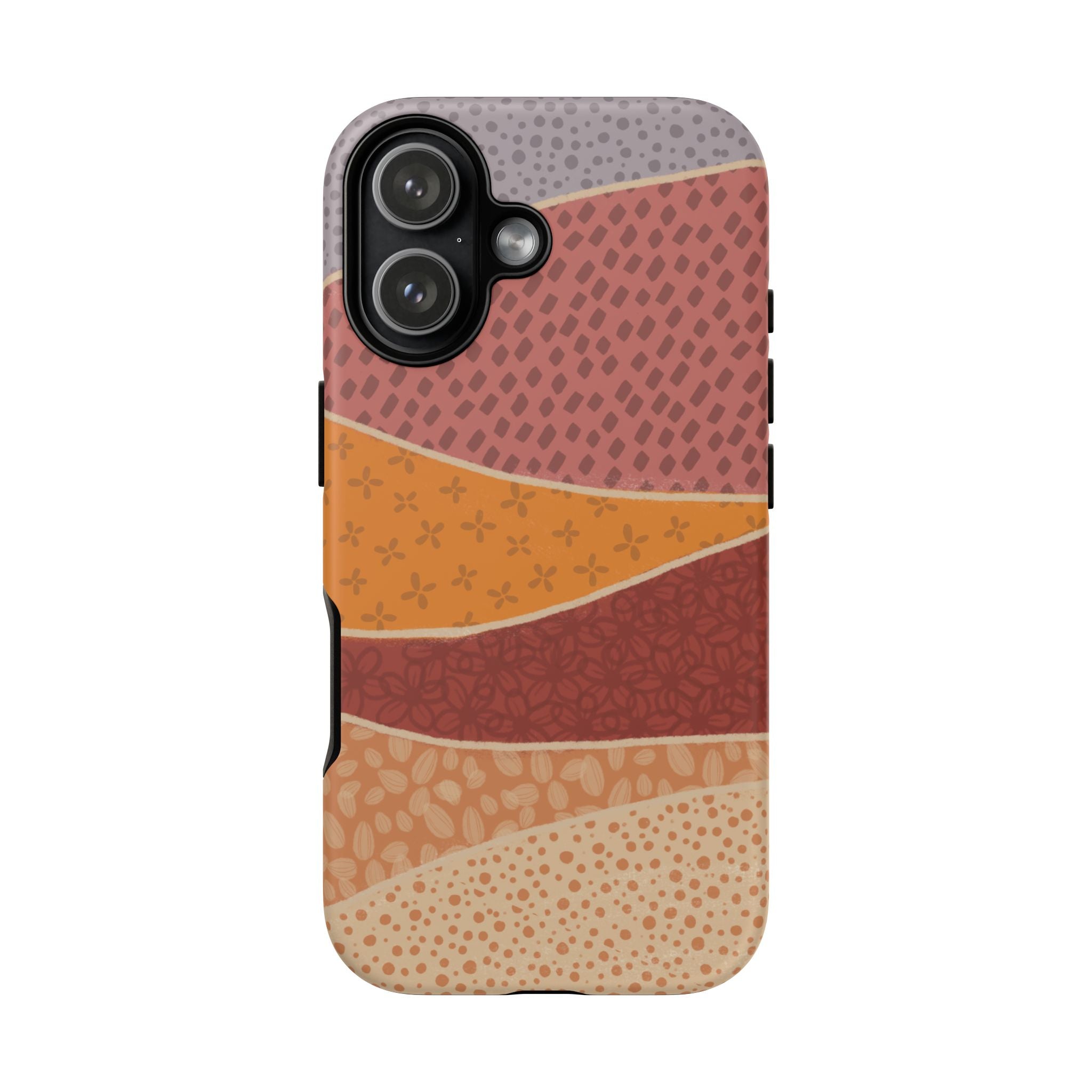 Retro Earth Tone Phone Case — Abstract Layered Pattern Tough Case