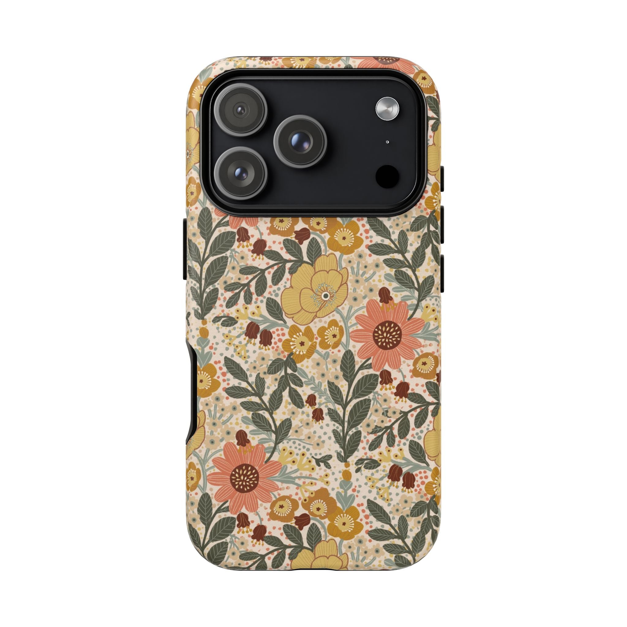 Vintage Floral Pattern Phone Case | Yellow Orange Wildflowers