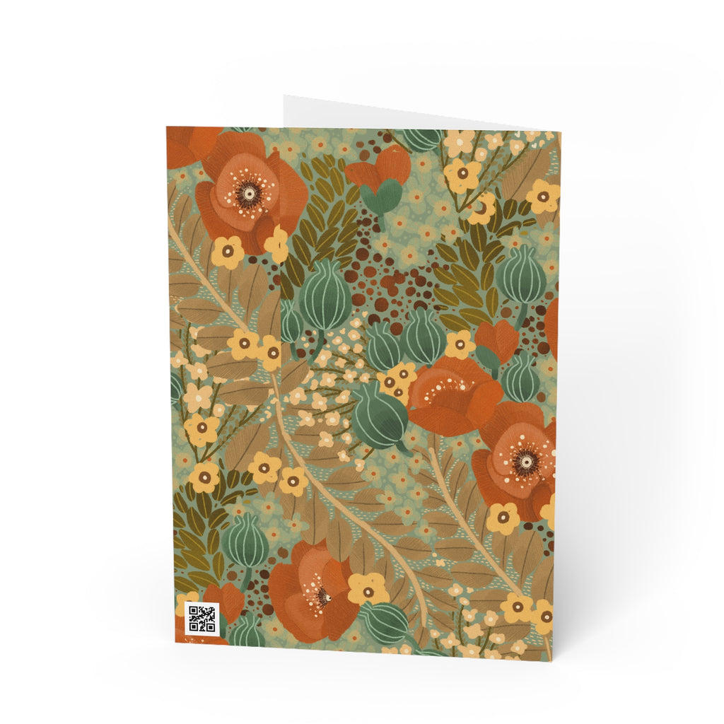 Autumn Wildflower Pattern Greeting Card — Rustic Floral Note Card for Fall, Thanksgiving, & Everyday