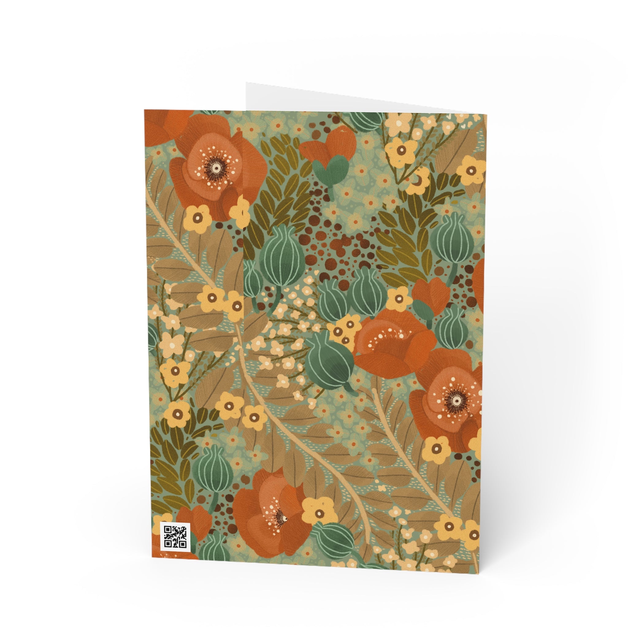 Autumn Wildflower Pattern Greeting Card — Rustic Floral Note Card for Fall, Thanksgiving, & Everyday