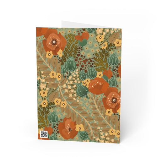 Autumn Wildflower Pattern Greeting Card — Rustic Floral Note Card for Fall, Thanksgiving, & Everyday