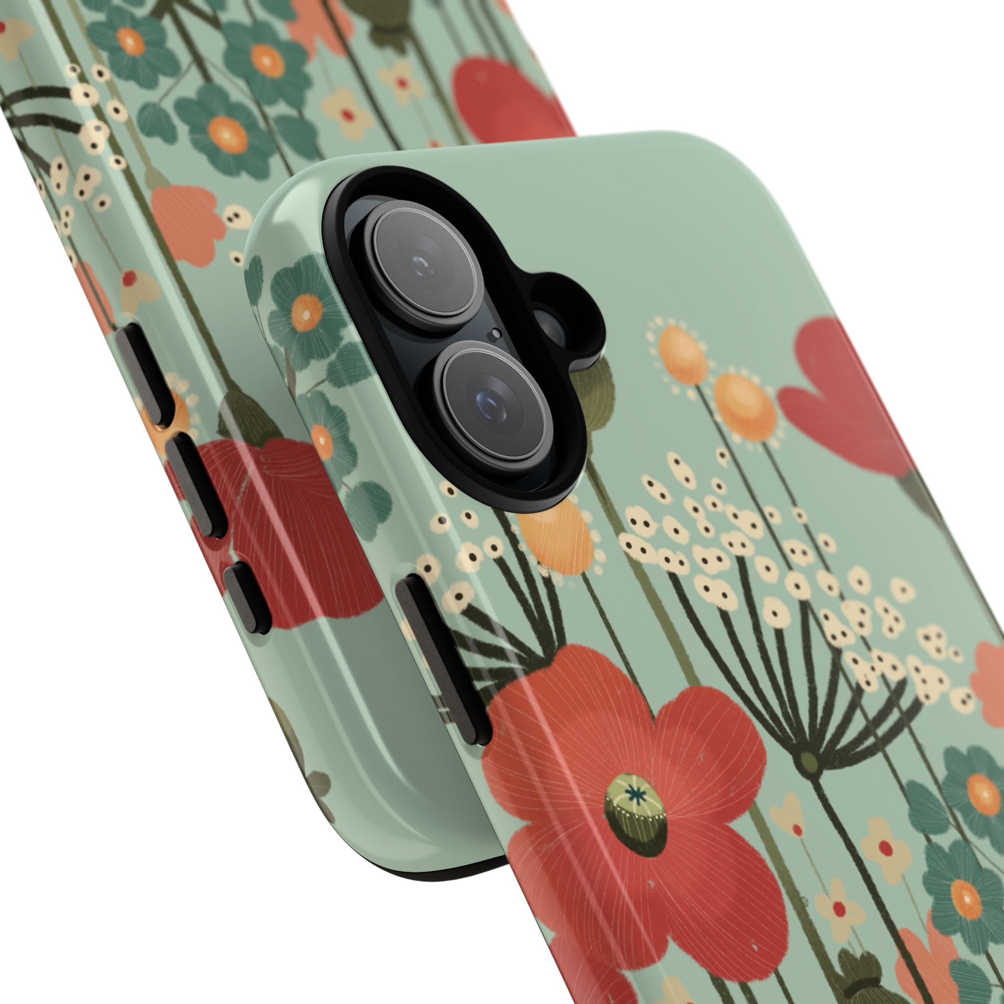 Floral Wildflower Tough Phone Case — Retro Poppy Garden Protective Cover