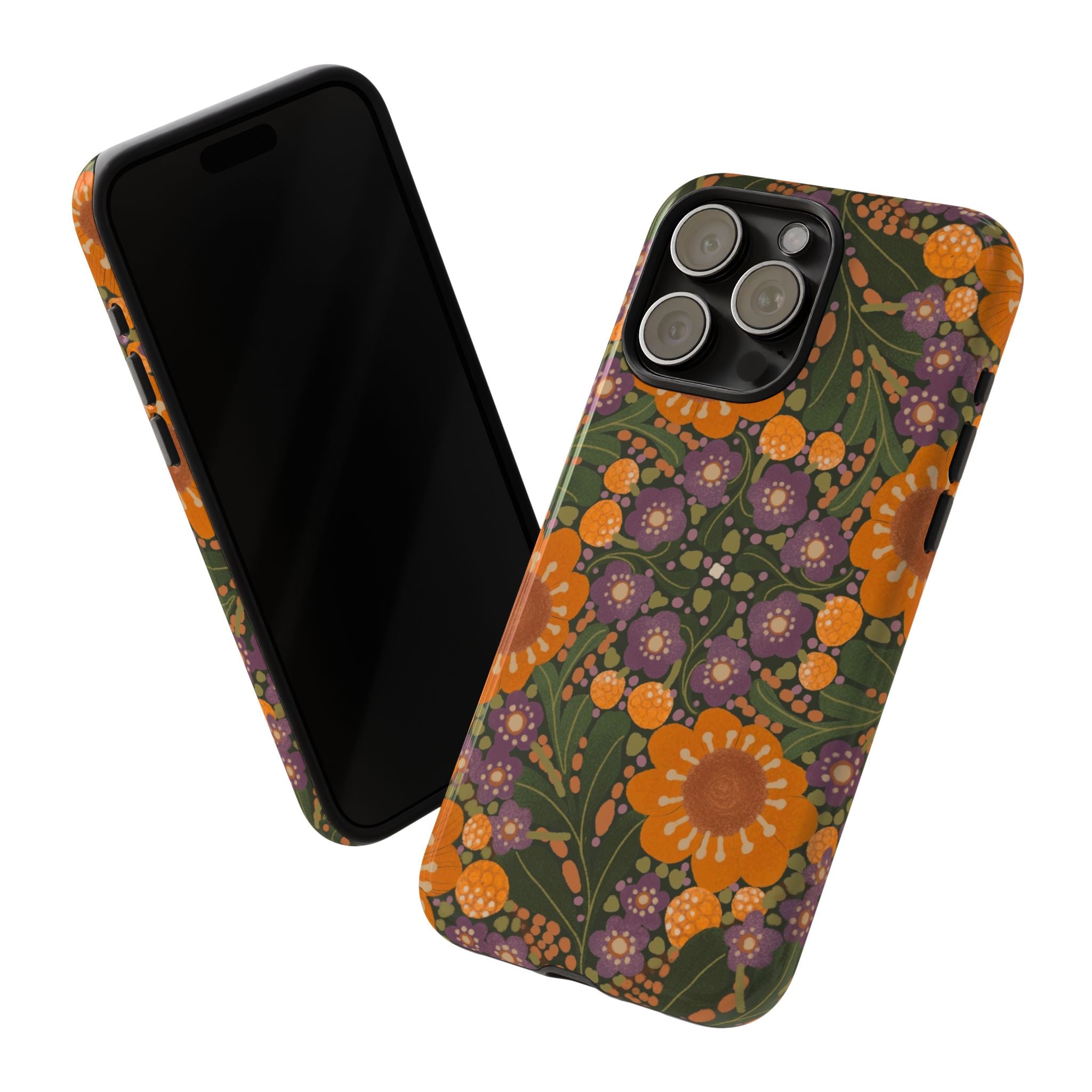 Retro Orange Floral Phone Case | Tough Case