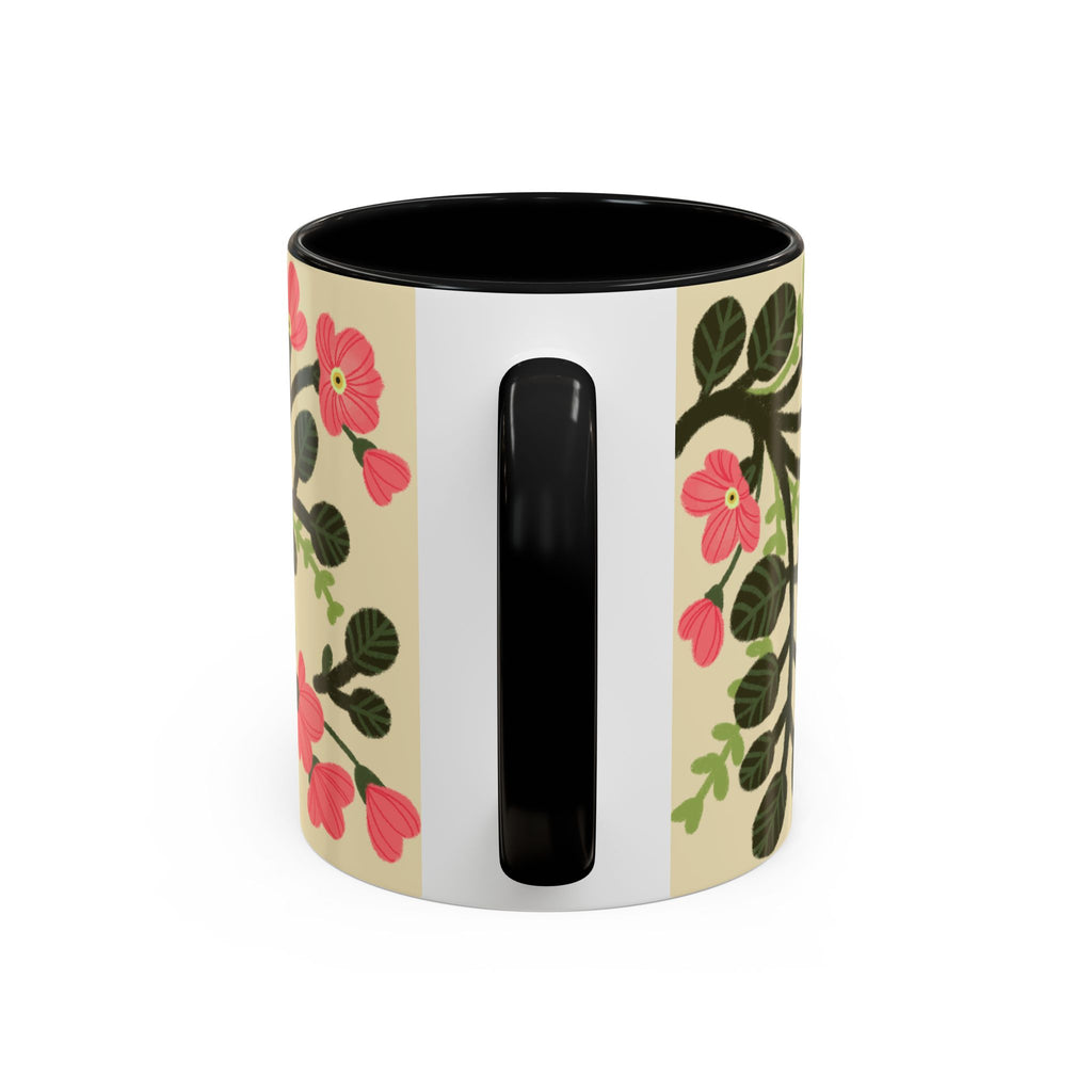 Floral Accent Coffee Mug - Pink Blossom Botanical Design (11/15oz)