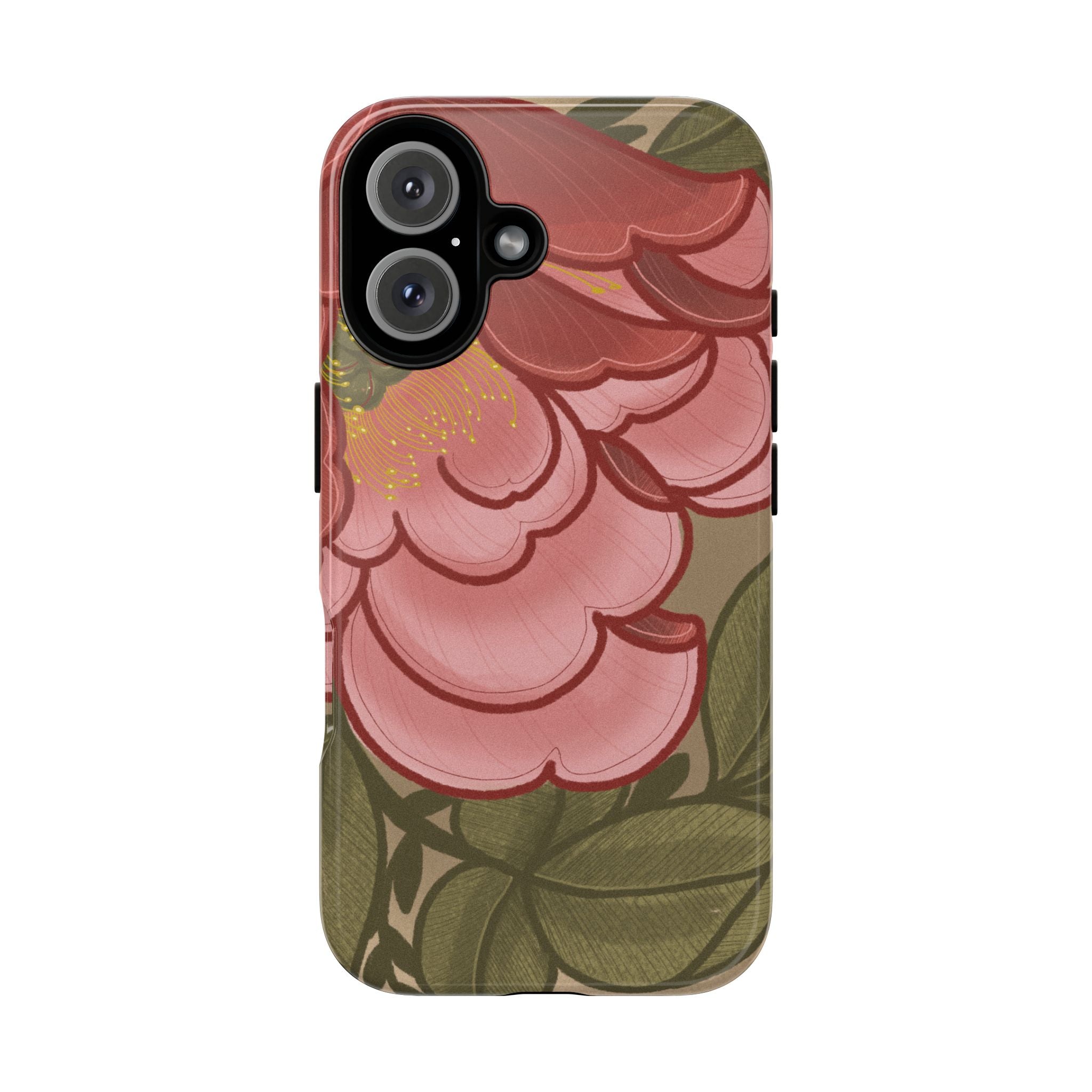 Floral Camellia Phone Case — Pink Garden Tough Protective Cover