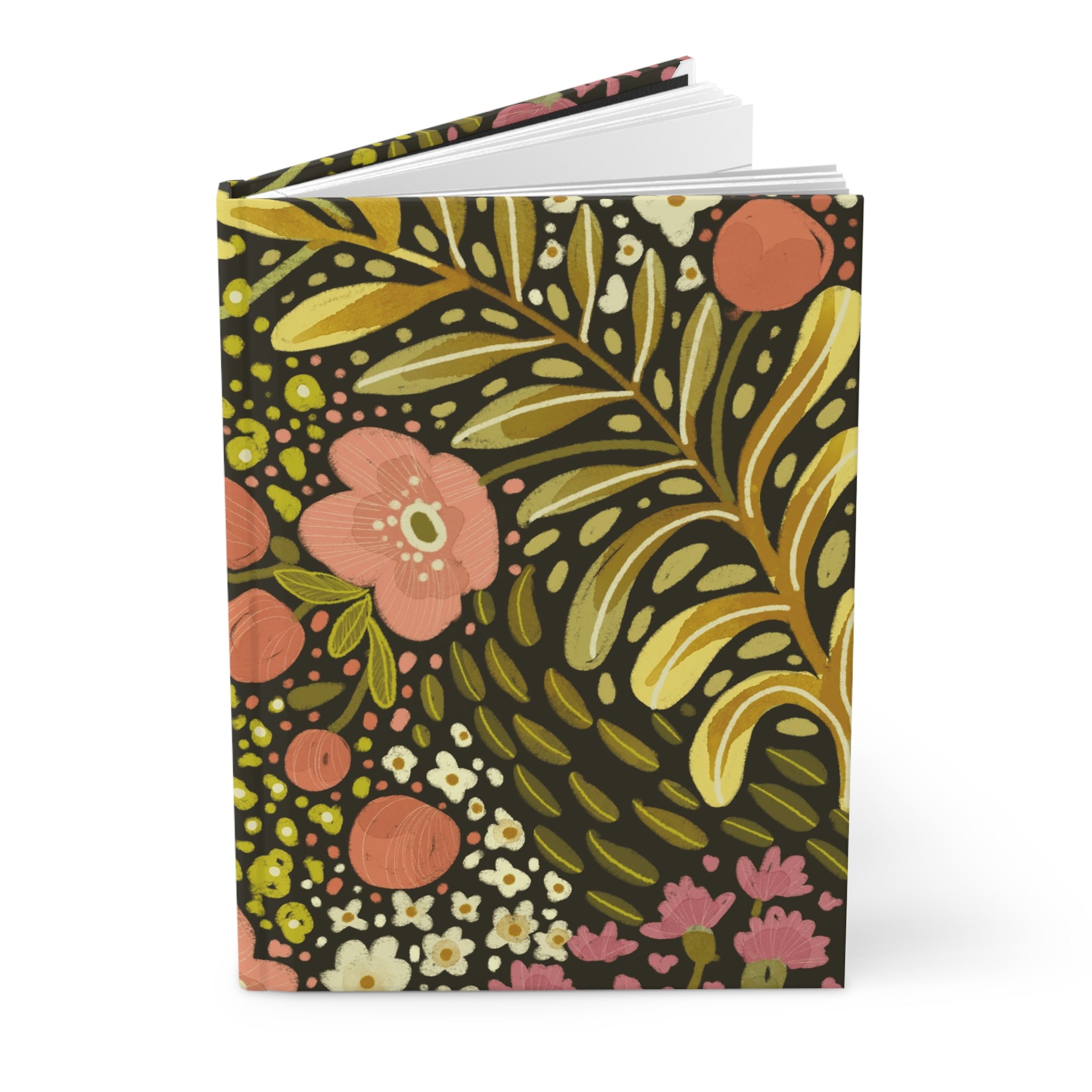 Vintage Floral Pattern Hardcover Journal | Botanical Notebook, Matte Cover