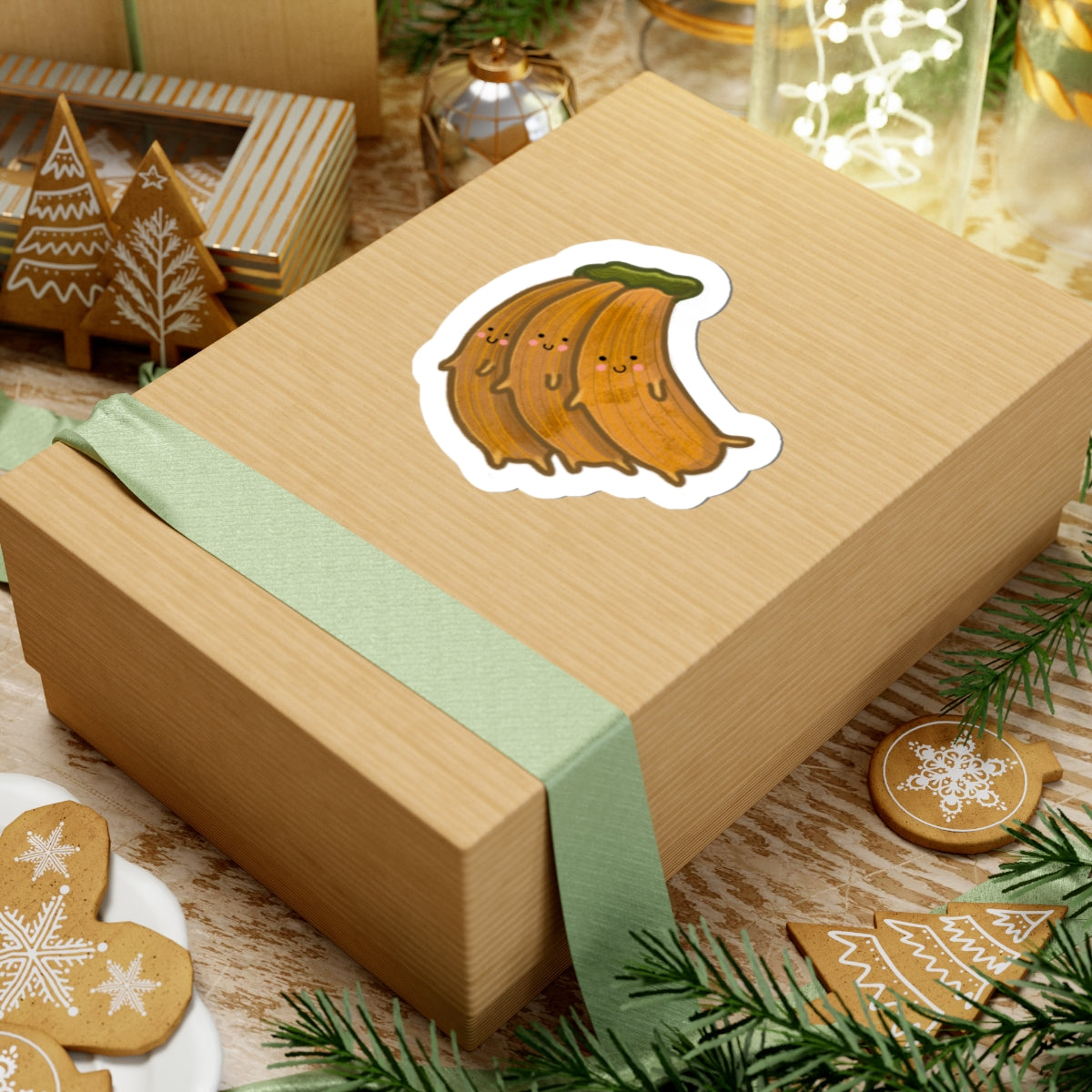 Cute Banana Bunch Sticker — Kawaii Fruit Laptop Decal