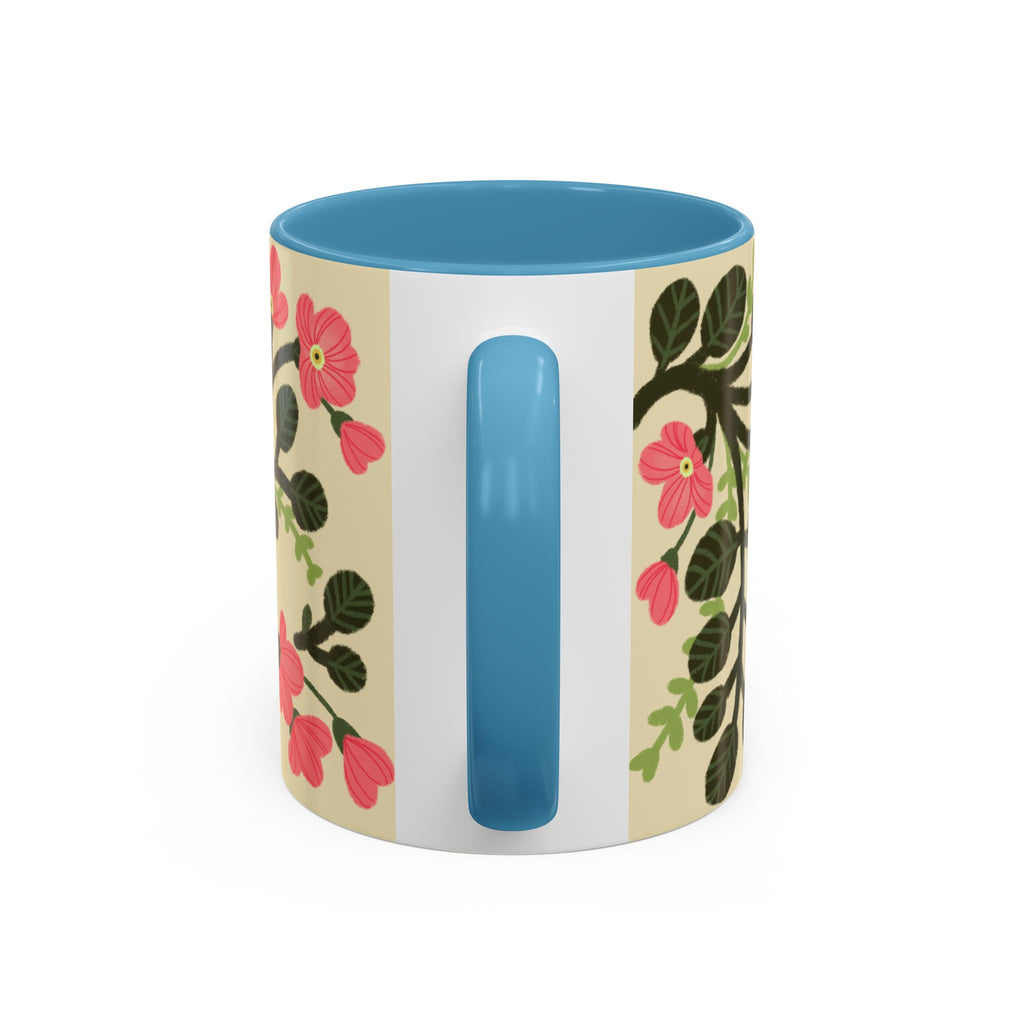 Floral Accent Coffee Mug - Pink Blossom Botanical Design (11/15oz)