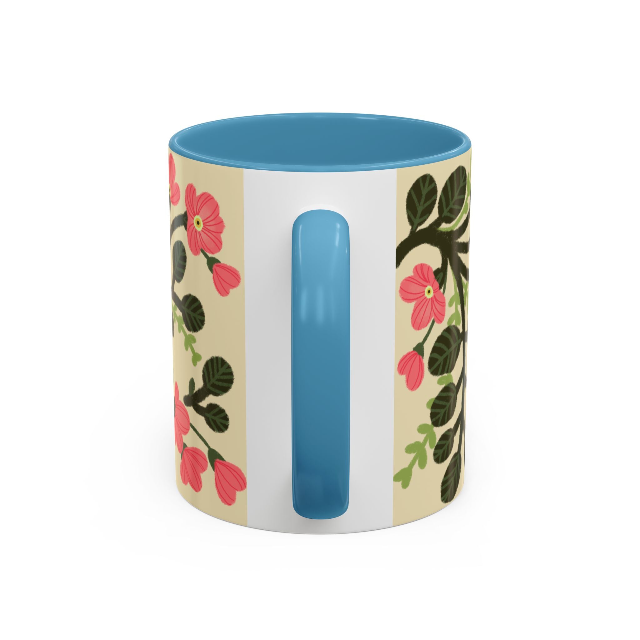 Floral Accent Coffee Mug - Pink Blossom Botanical Design (11/15oz)