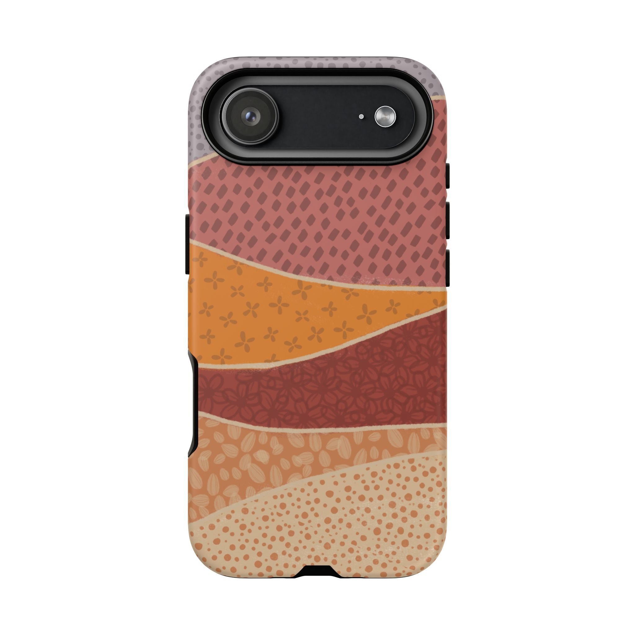 Retro Earth Tone Phone Case — Abstract Layered Pattern Tough Case