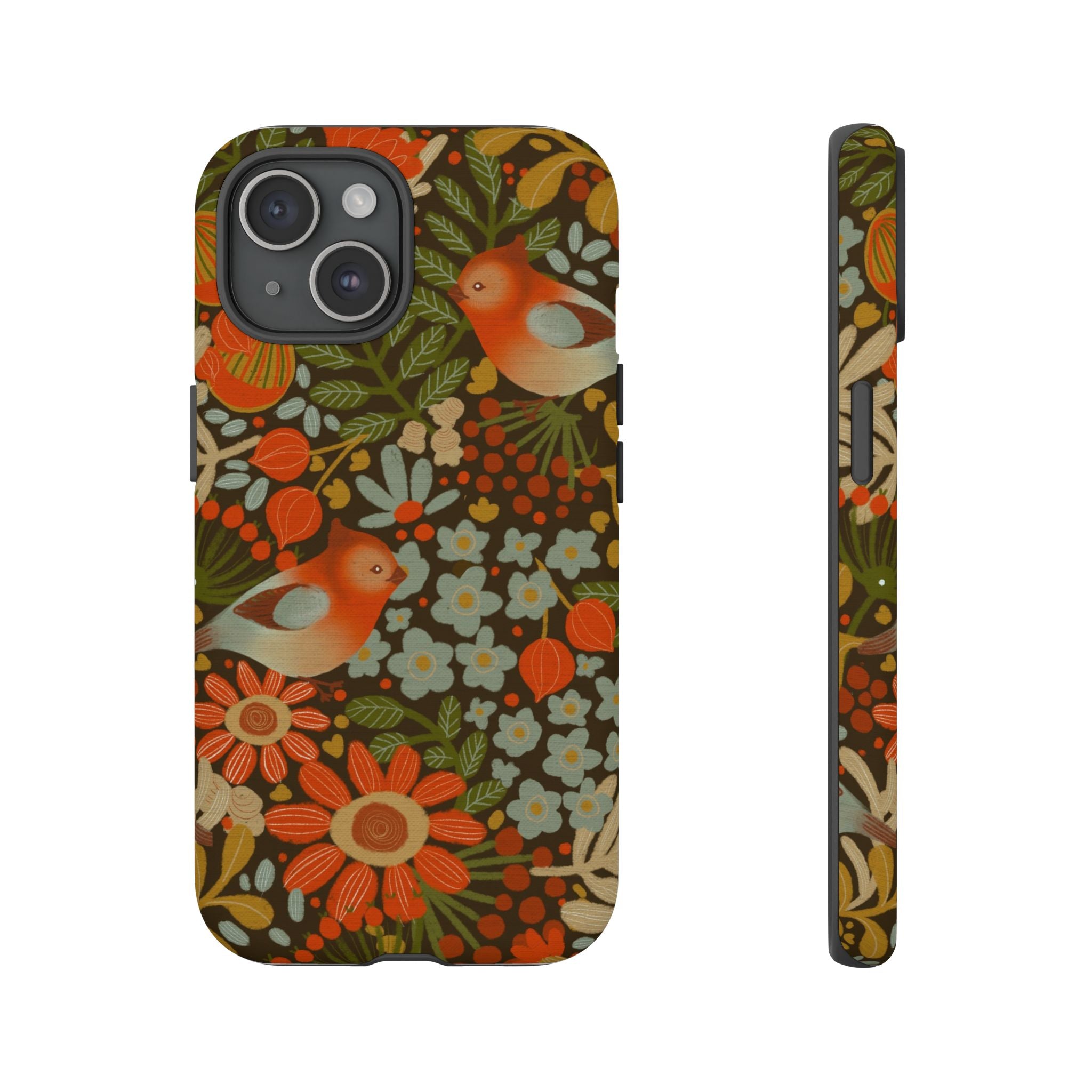 Retro Floral Birds Phone Case | Protective iPhone Cover