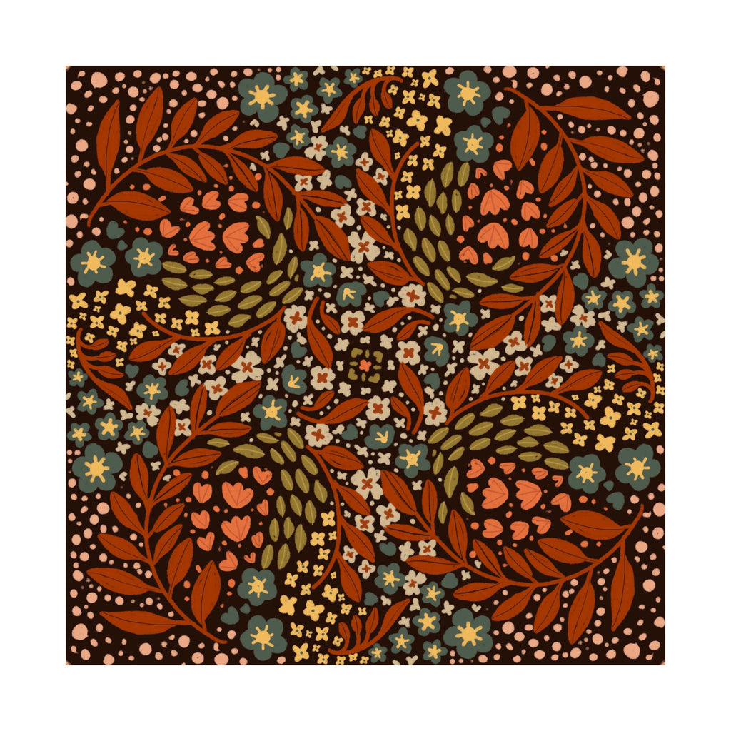 Retro Floral Pattern Satin Poster