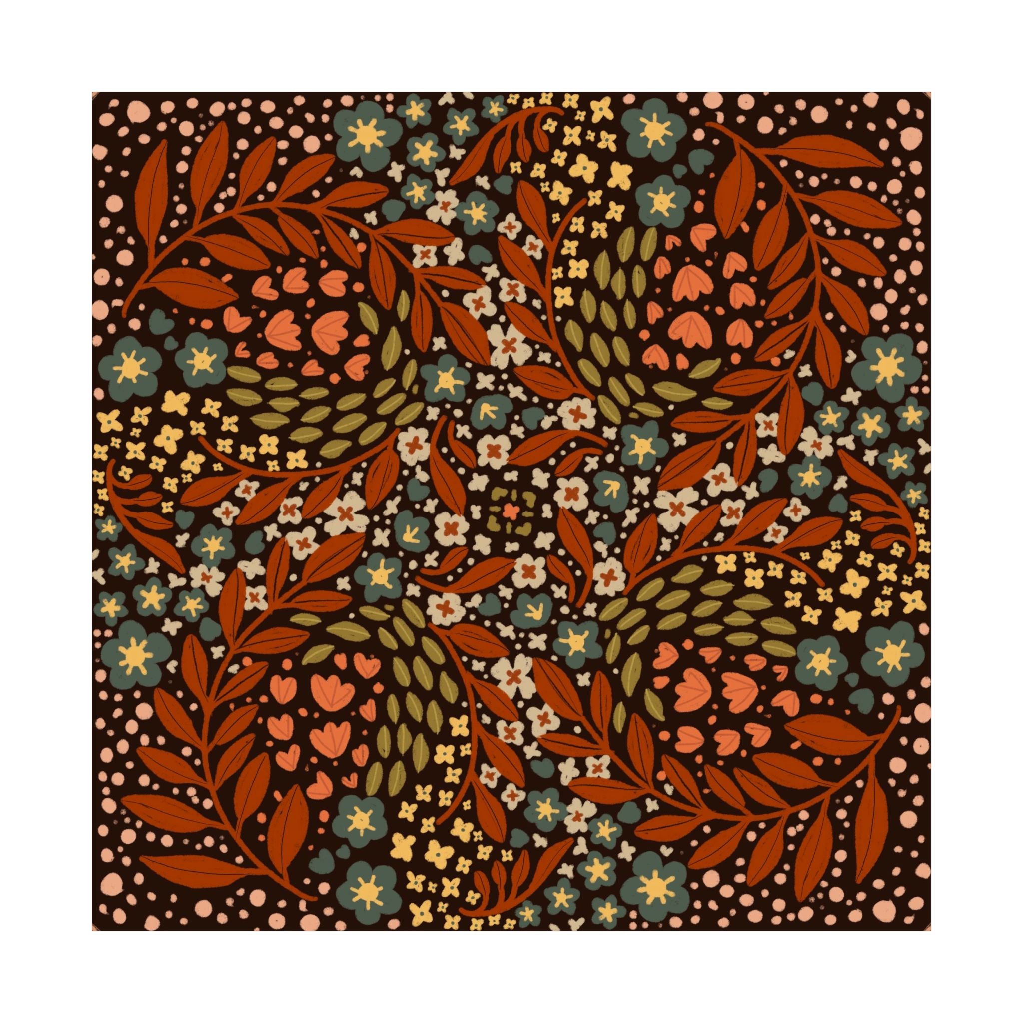 Retro Floral Pattern Satin Poster