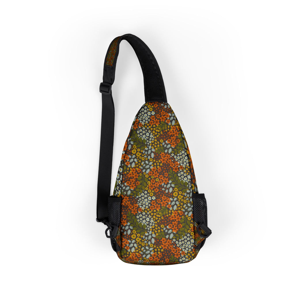 Autumn Mosaic Sling Chest Bag — Floral Dot All-Over Print Crossbody