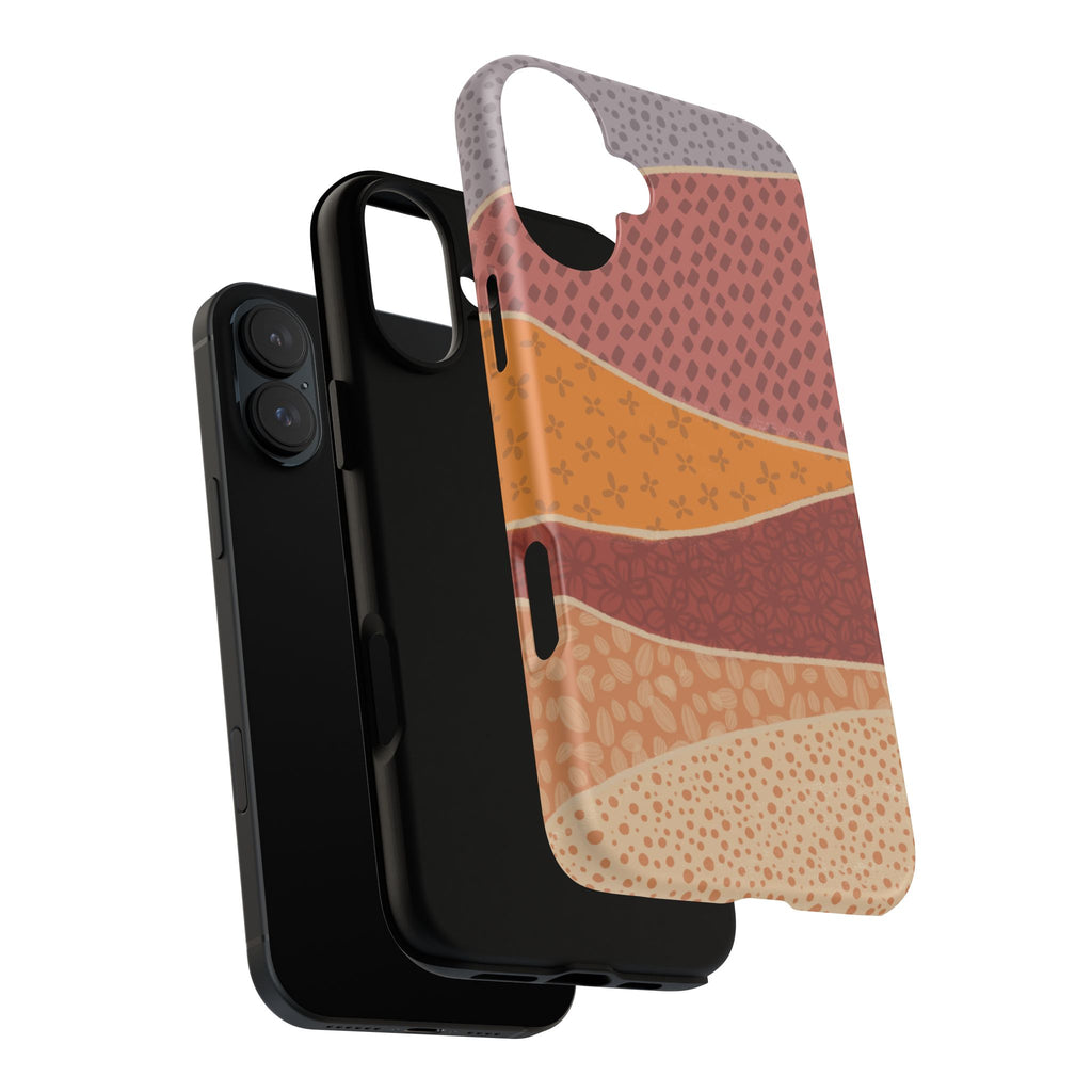 Retro Earth Tone Phone Case — Abstract Layered Pattern Tough Case