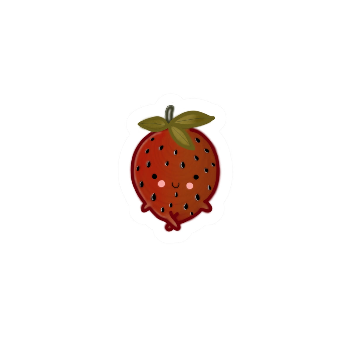 Kawaii Strawberry Sticker — Cute Kiss-Cut Fruit Decal for Laptops, Water Bottles & Planners