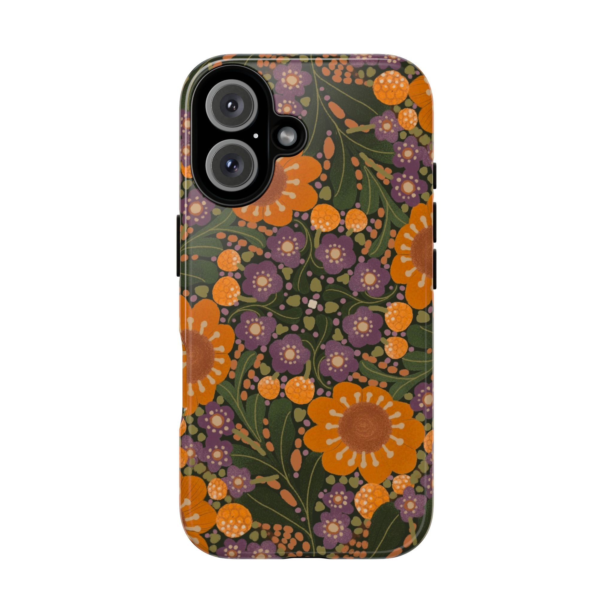 Retro Orange Floral Phone Case | Tough Case