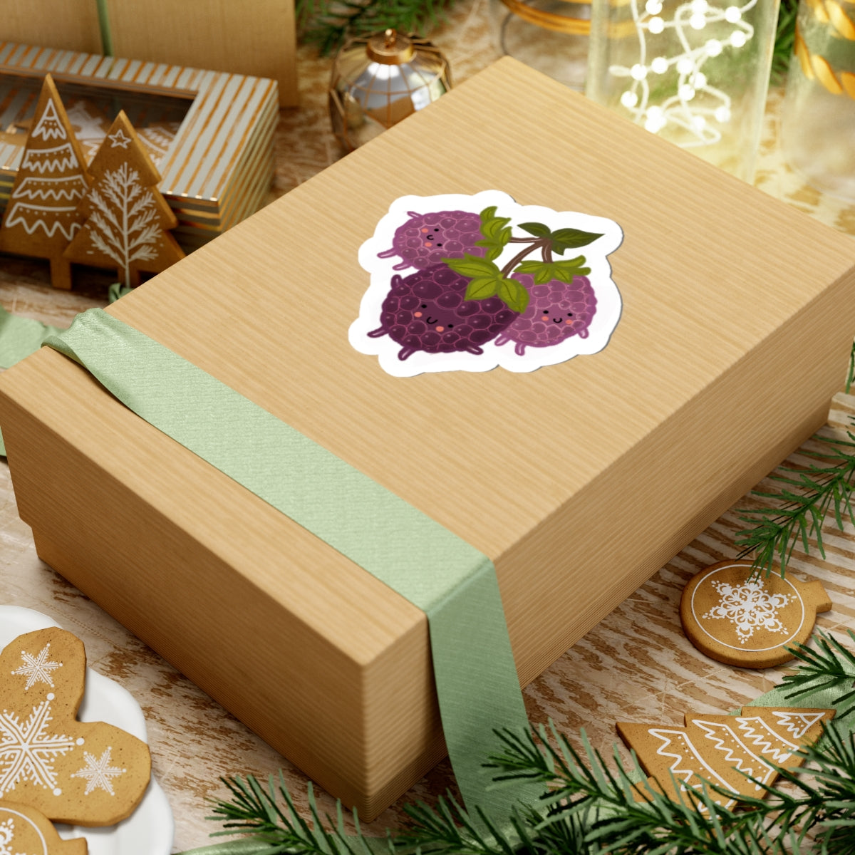 Cute Drippy Blackberries Sticker — Kawaii Fruit Laptop Decal
