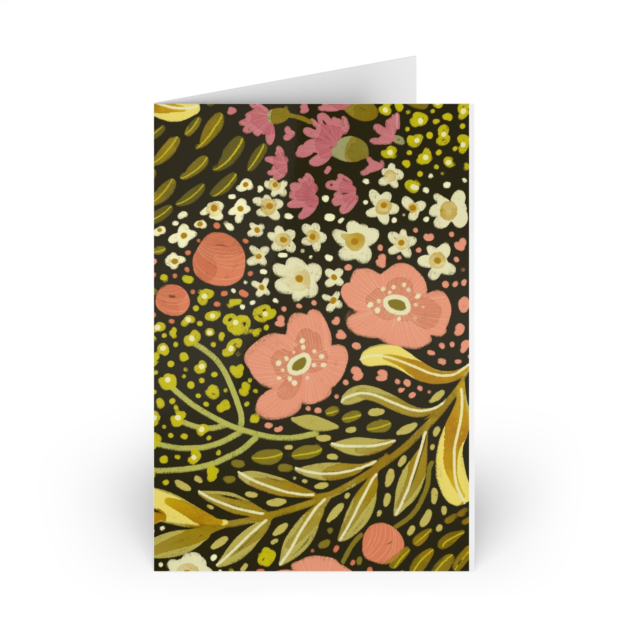 Vintage Floral Pattern Greeting Cards | Folded Note Card