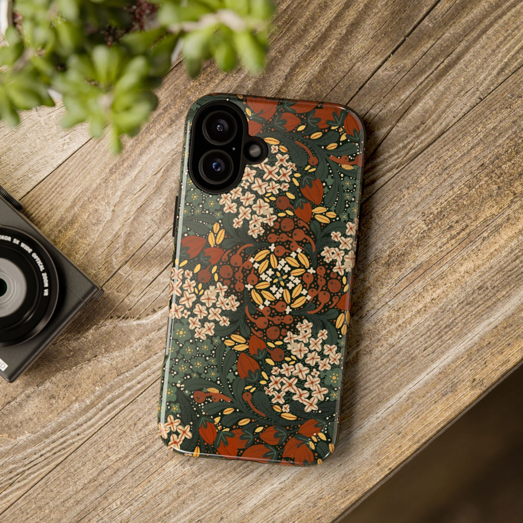Autumn Floral Kaleidoscope Phone Case | Vintage Botanical Pattern