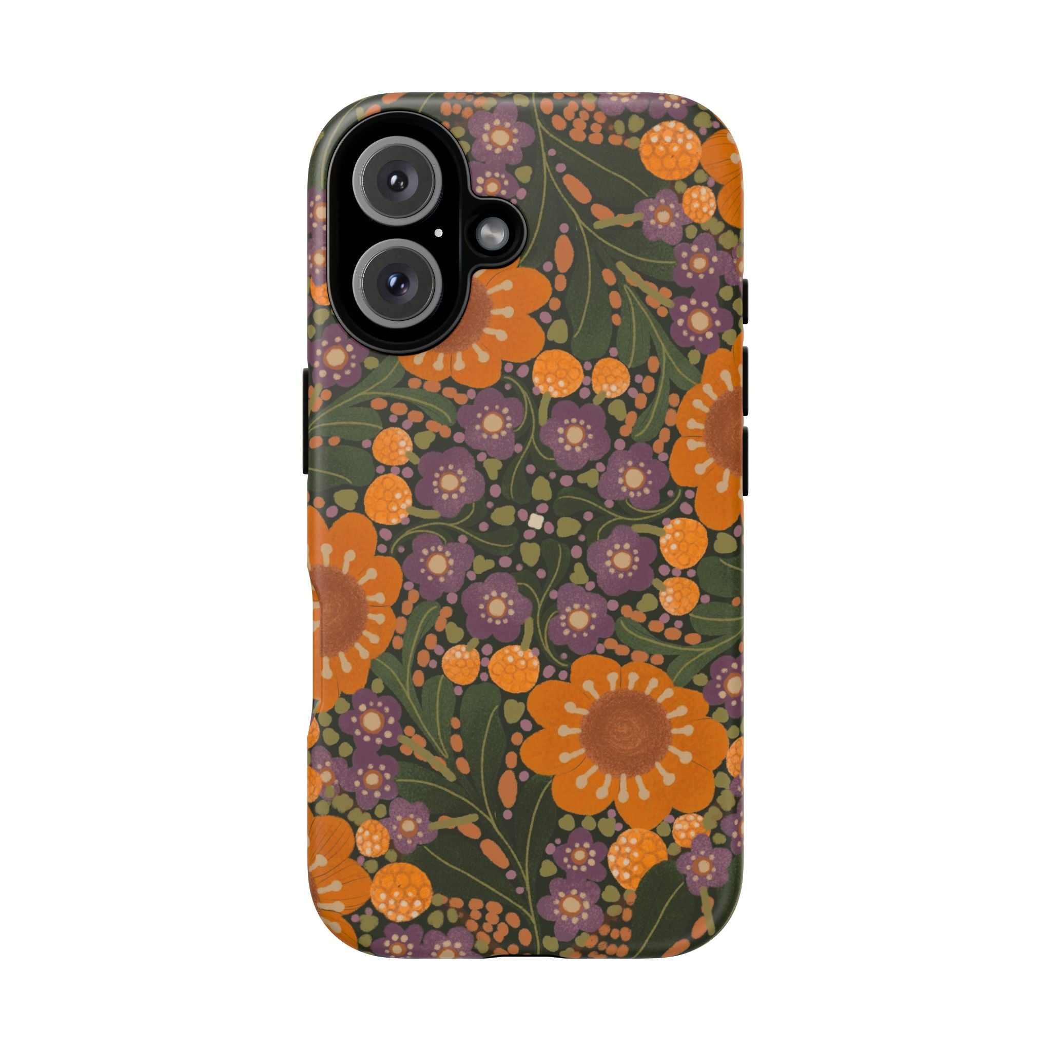 Retro Orange Floral Phone Case | Tough Case