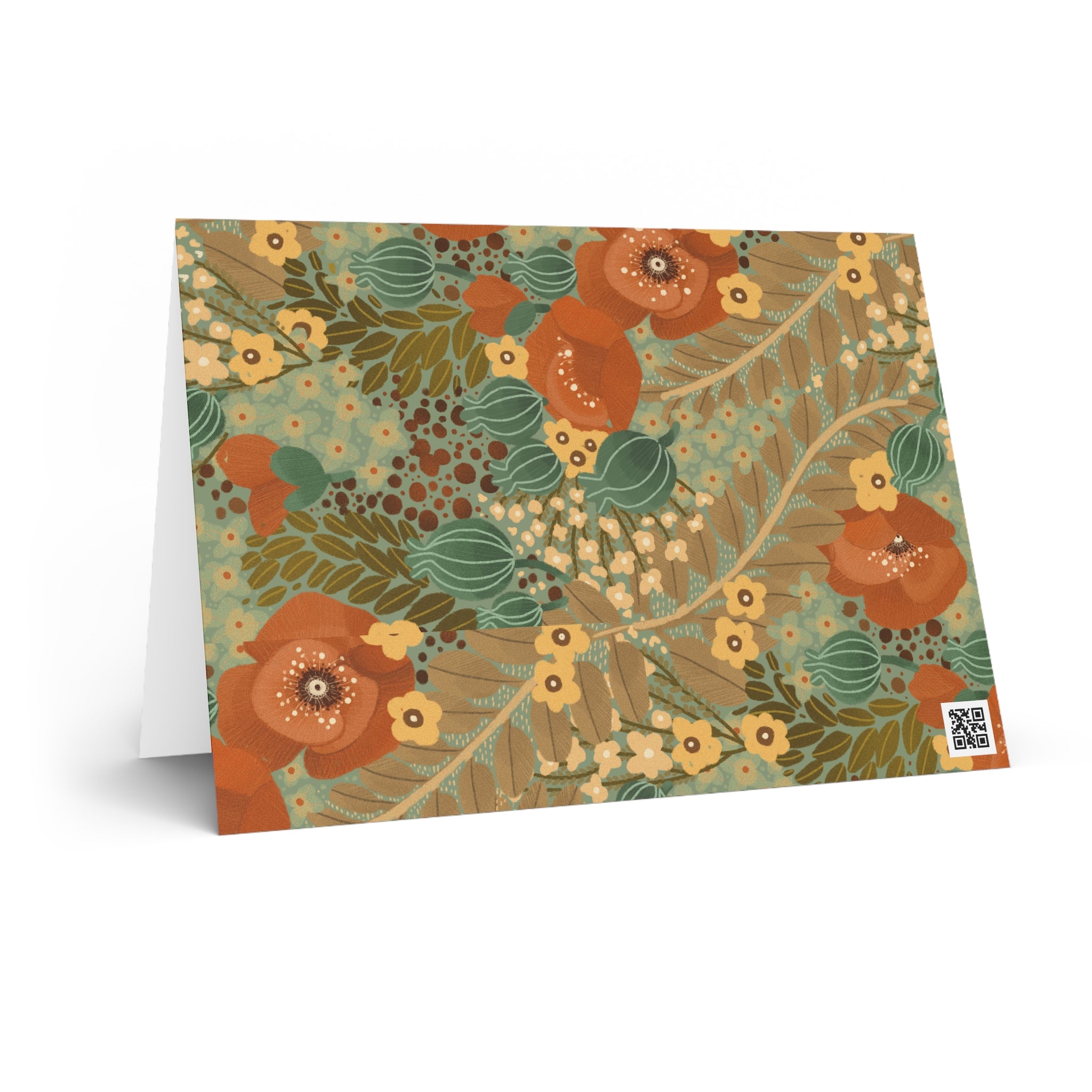 Autumn Wildflower Pattern Greeting Card — Rustic Floral Note Card for Fall, Thanksgiving, & Everyday