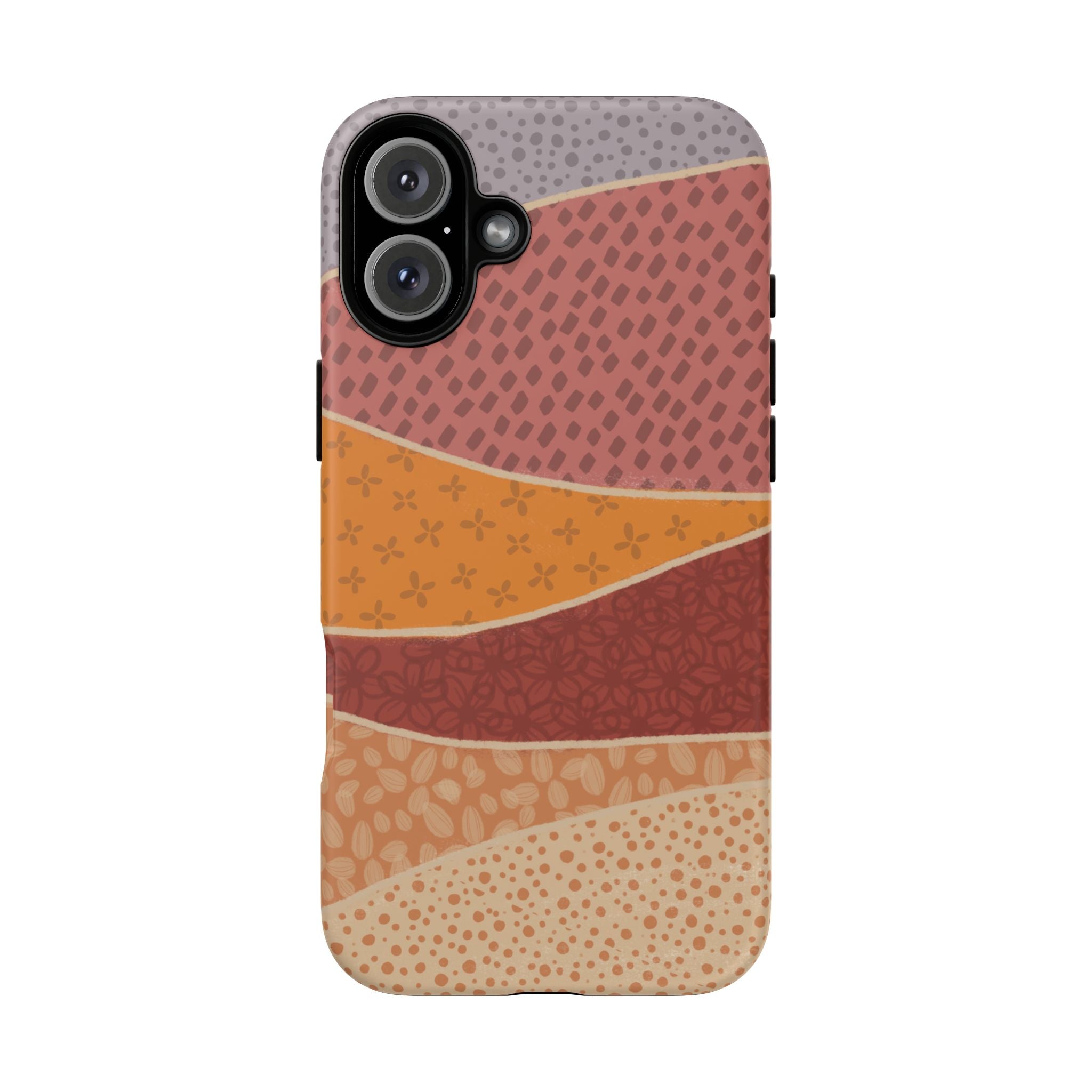 Retro Earth Tone Phone Case — Abstract Layered Pattern Tough Case