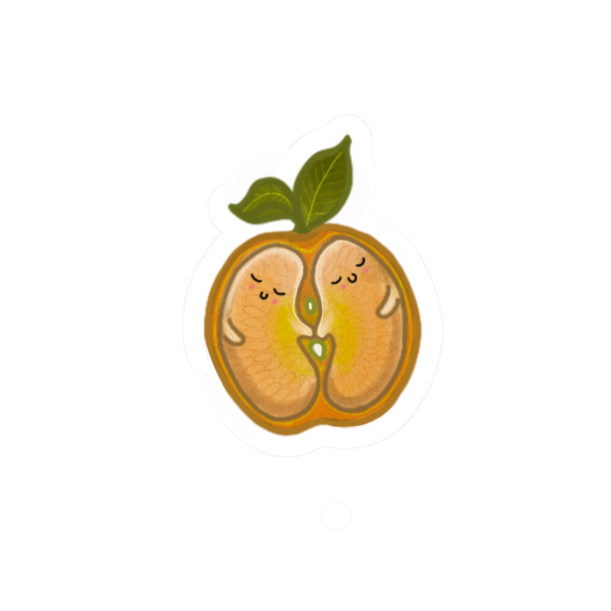 Kissing Peach Kiss-Cut Sticker — Cute Fruit Couple Laptop Decal