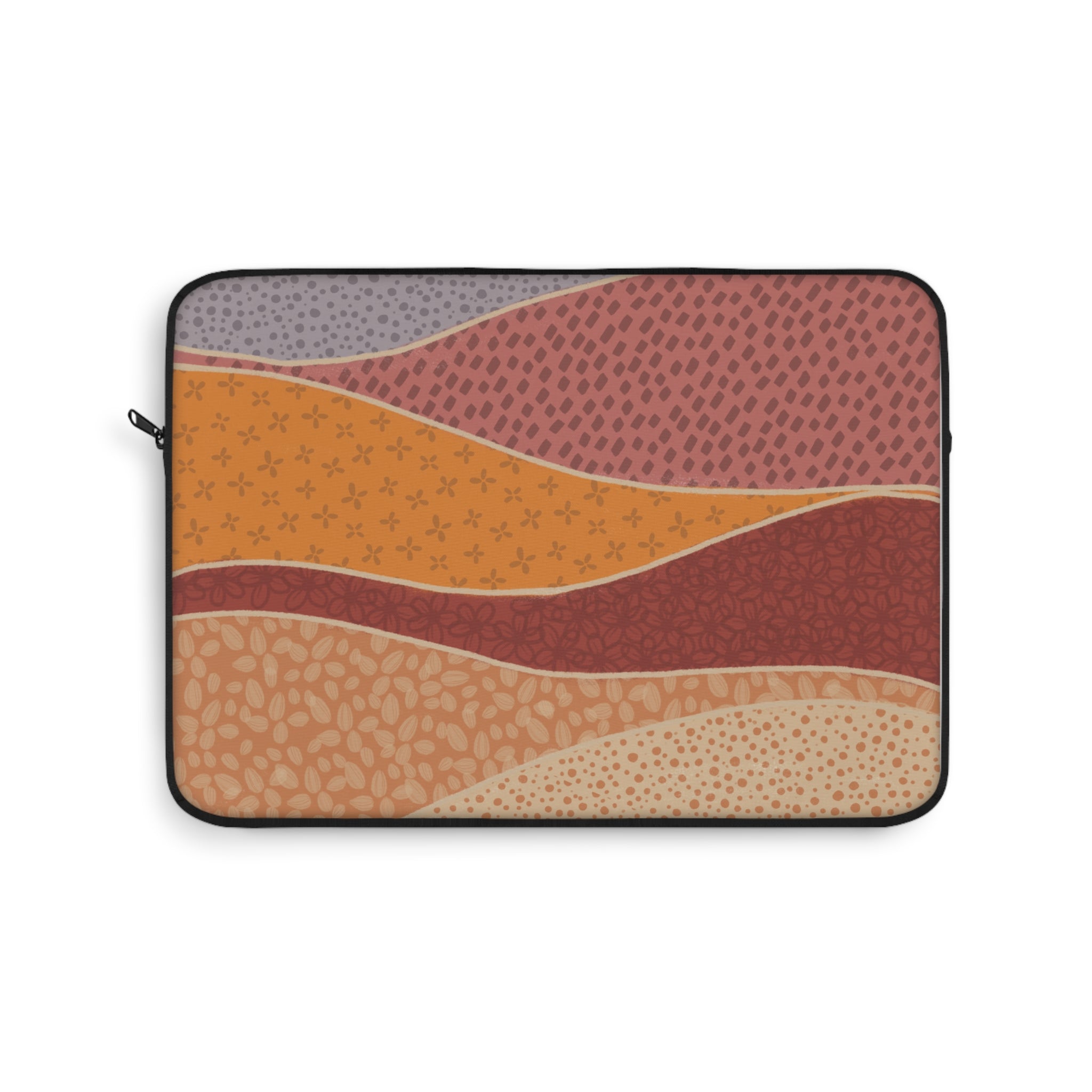 Abstract Desert Waves Laptop Sleeve — Boho Earth Tones Protective Case