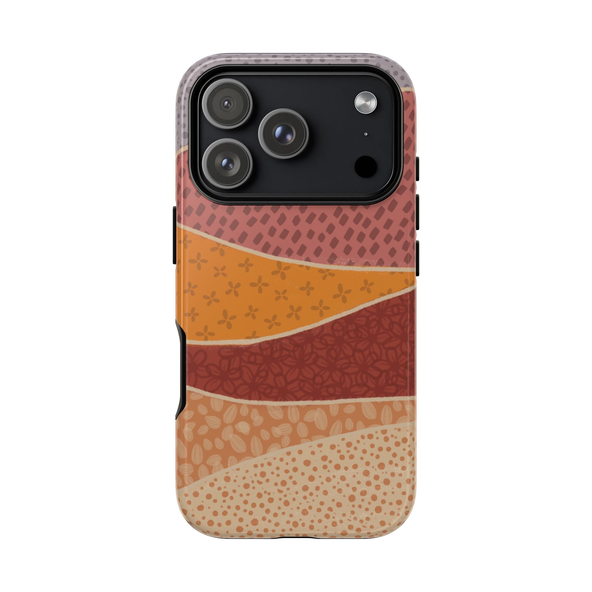 Retro Earth Tone Phone Case — Abstract Layered Pattern Tough Case