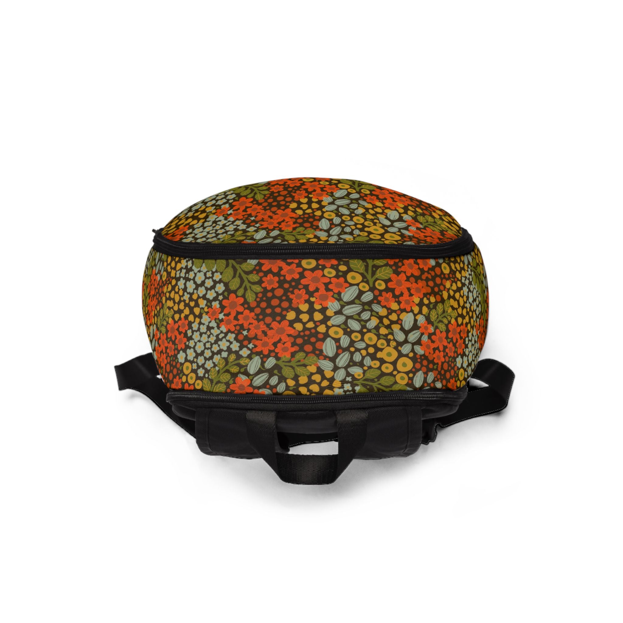 Retro Floral Pattern Fabric Backpack — Autumn Vintage Flower School Bag