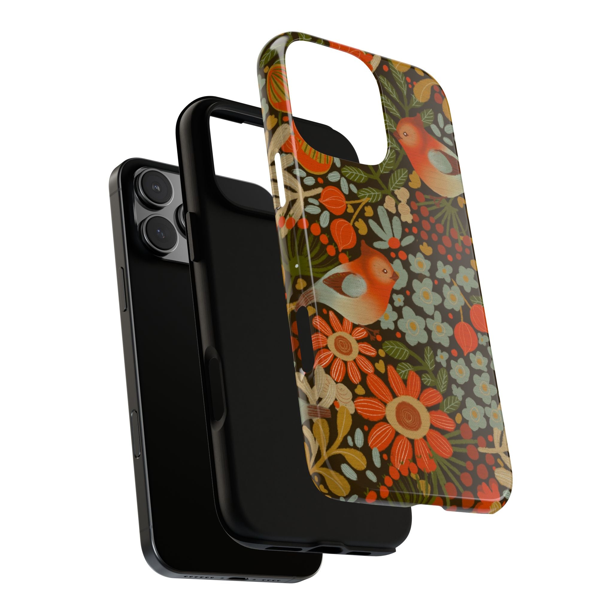 Retro Floral Birds Phone Case | Protective iPhone Cover