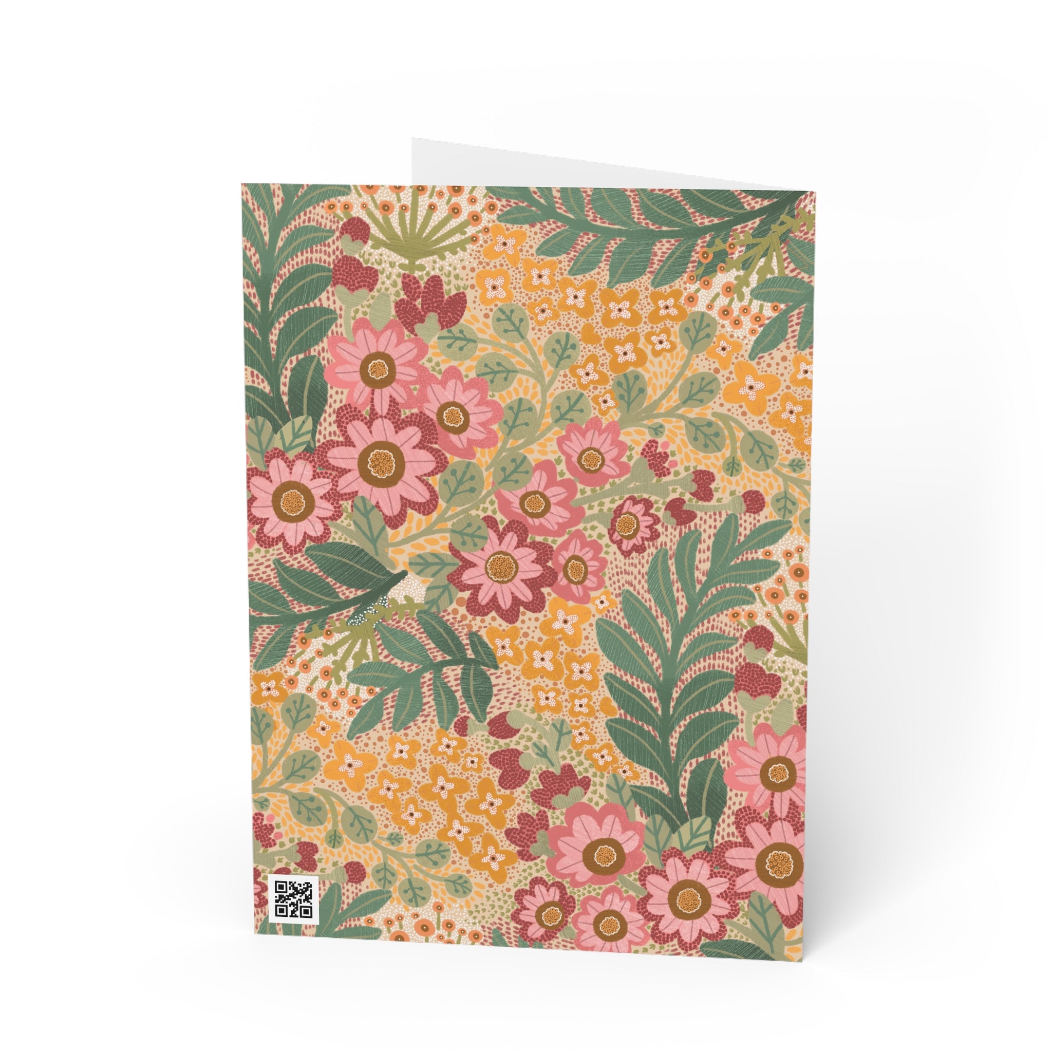 Floral Pattern Greeting Card — Vintage Botanical Note Card for Spring, Mother’s Day, Thank You