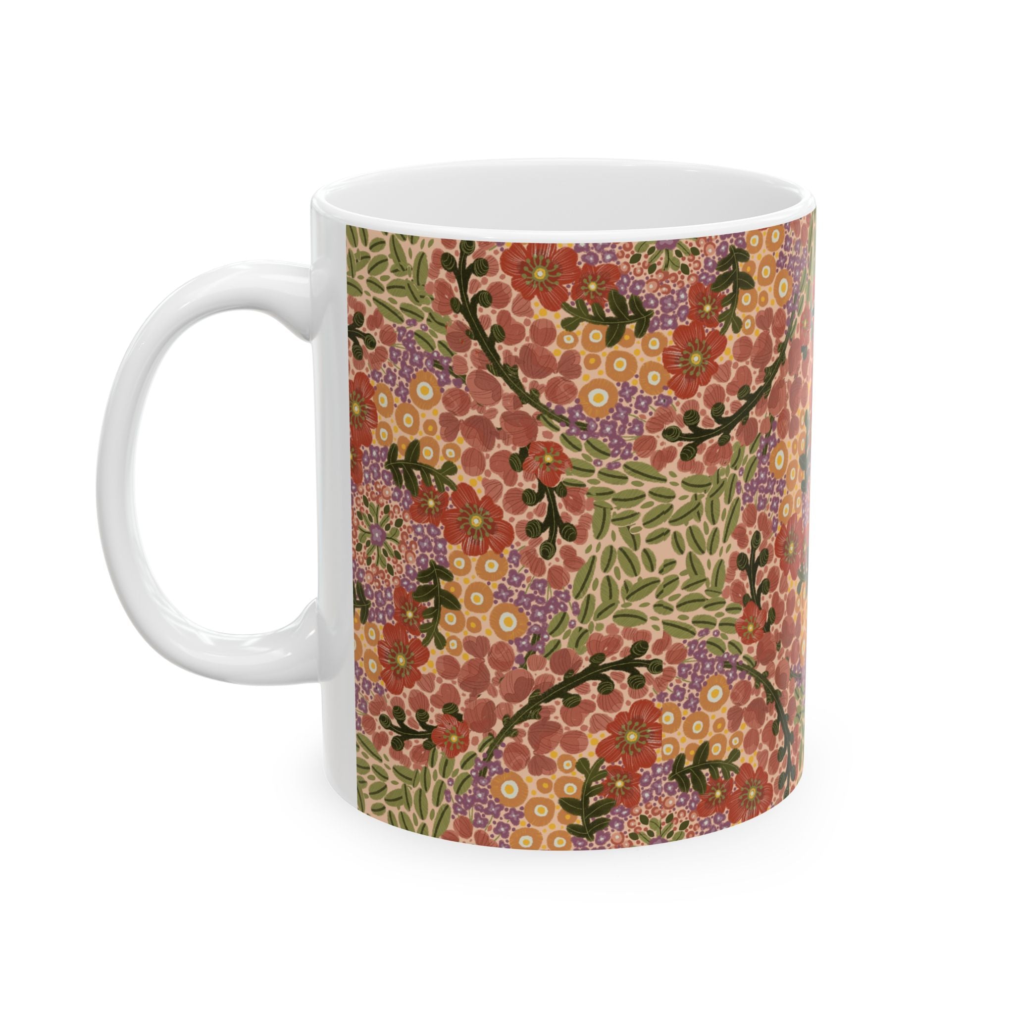 Vintage Floral Pattern Mug | Boho Flower Mandala Ceramic Mug