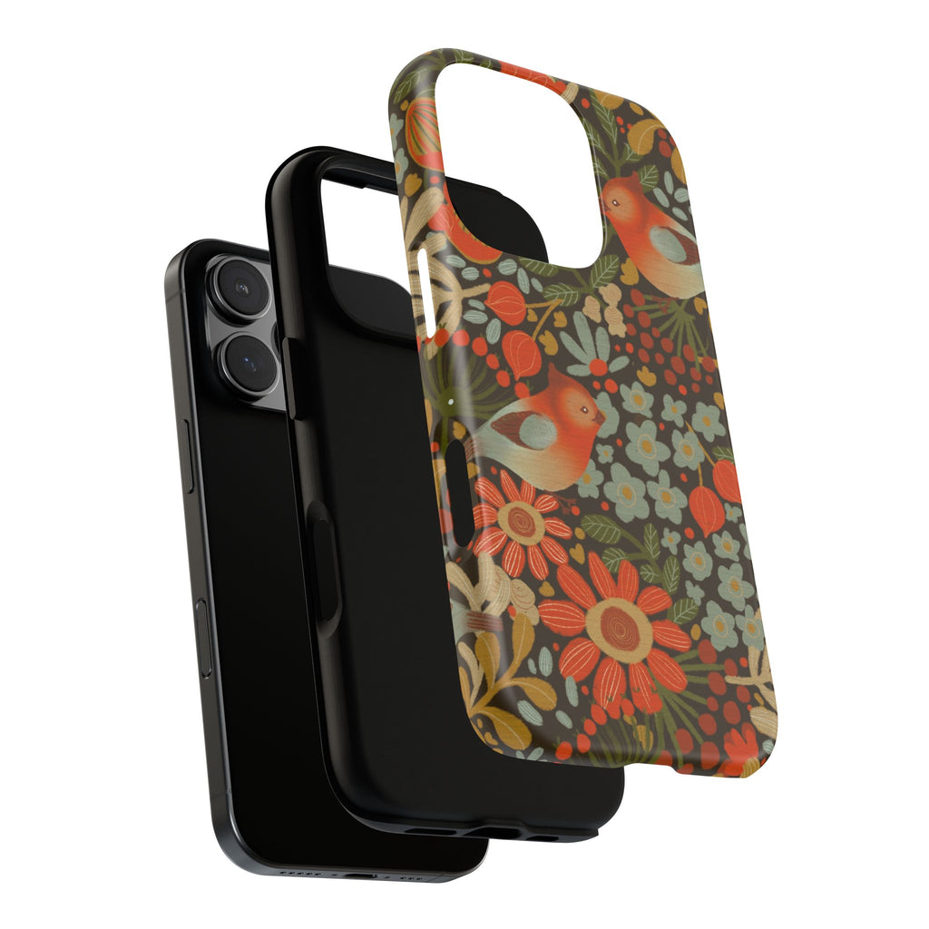 Retro Floral Birds Phone Case | Protective iPhone Cover