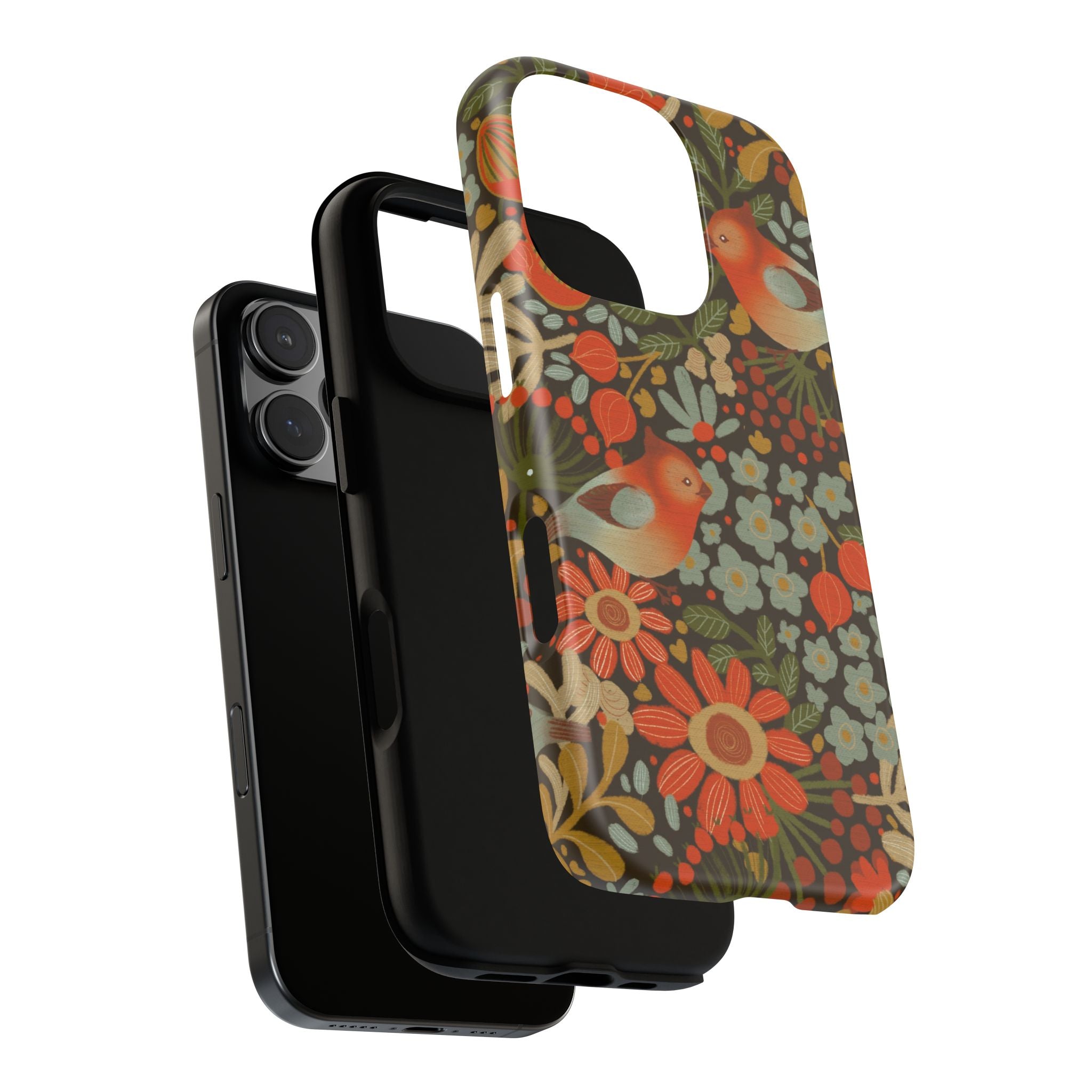 Retro Floral Birds Phone Case | Protective iPhone Cover