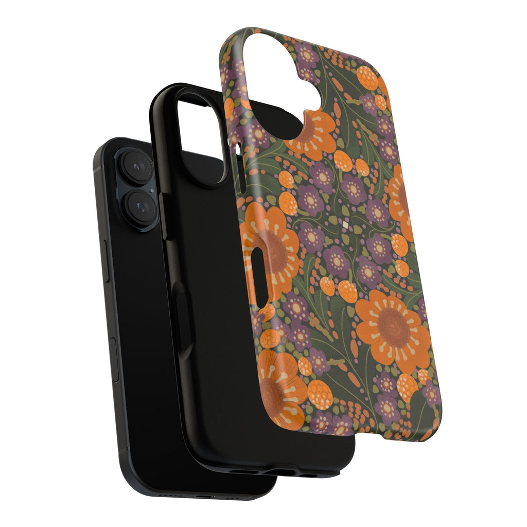 Retro Orange Floral Phone Case | Tough Case
