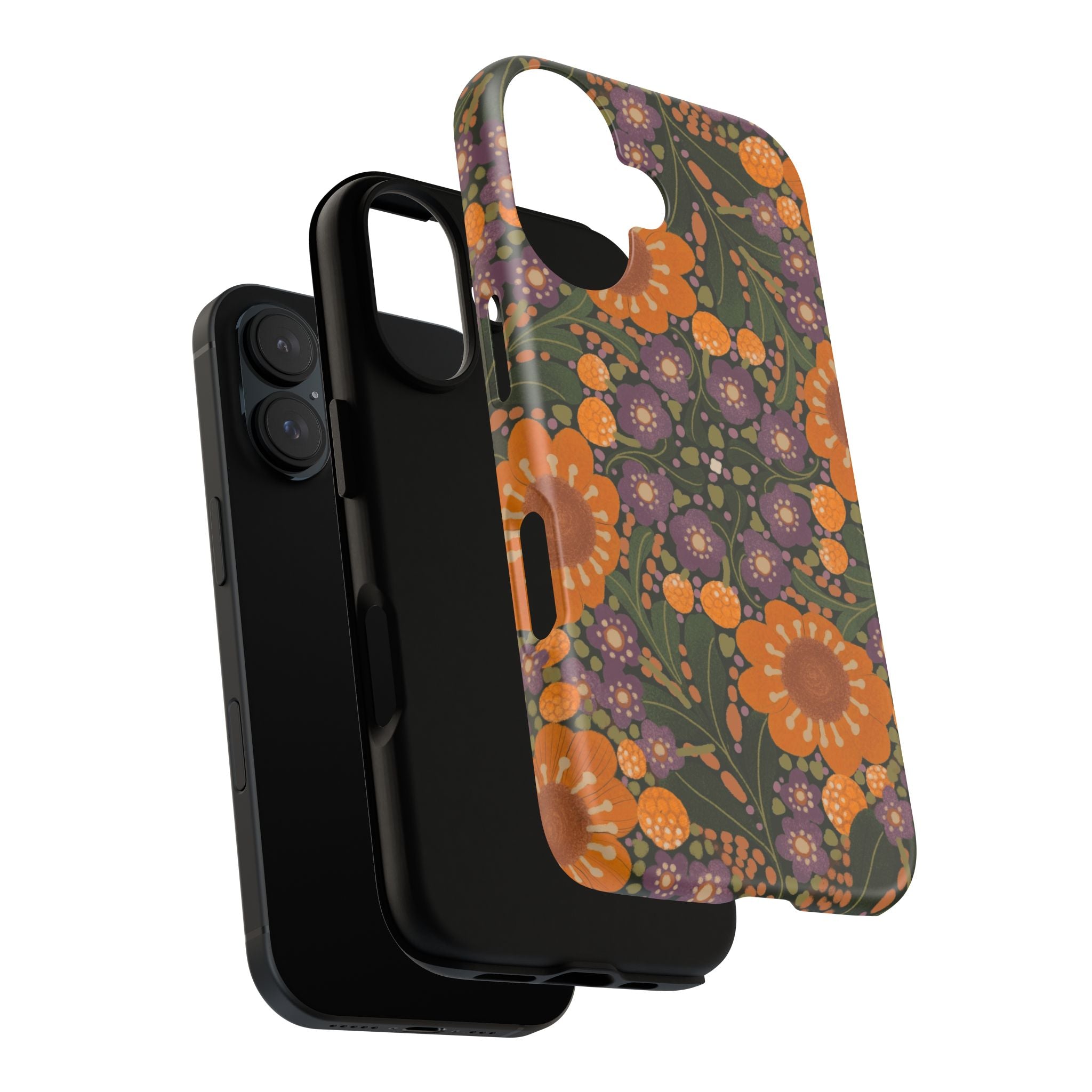 Retro Orange Floral Phone Case | Tough Case