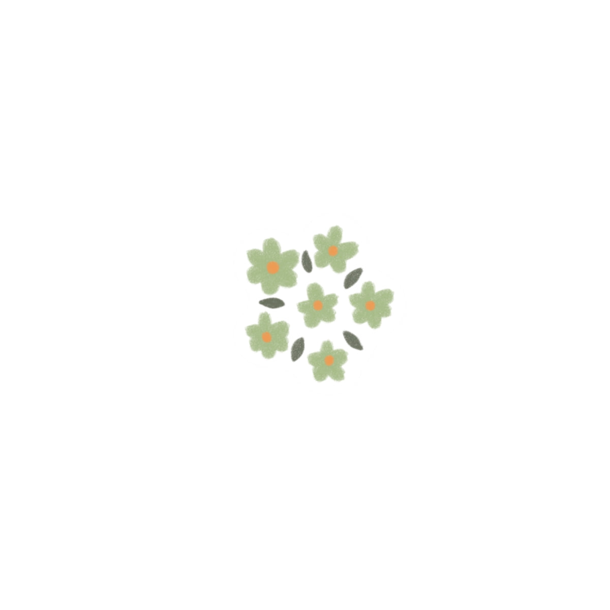 Green Floral Cluster Kiss-Cut Sticker — Small Daisy Laptop Decal