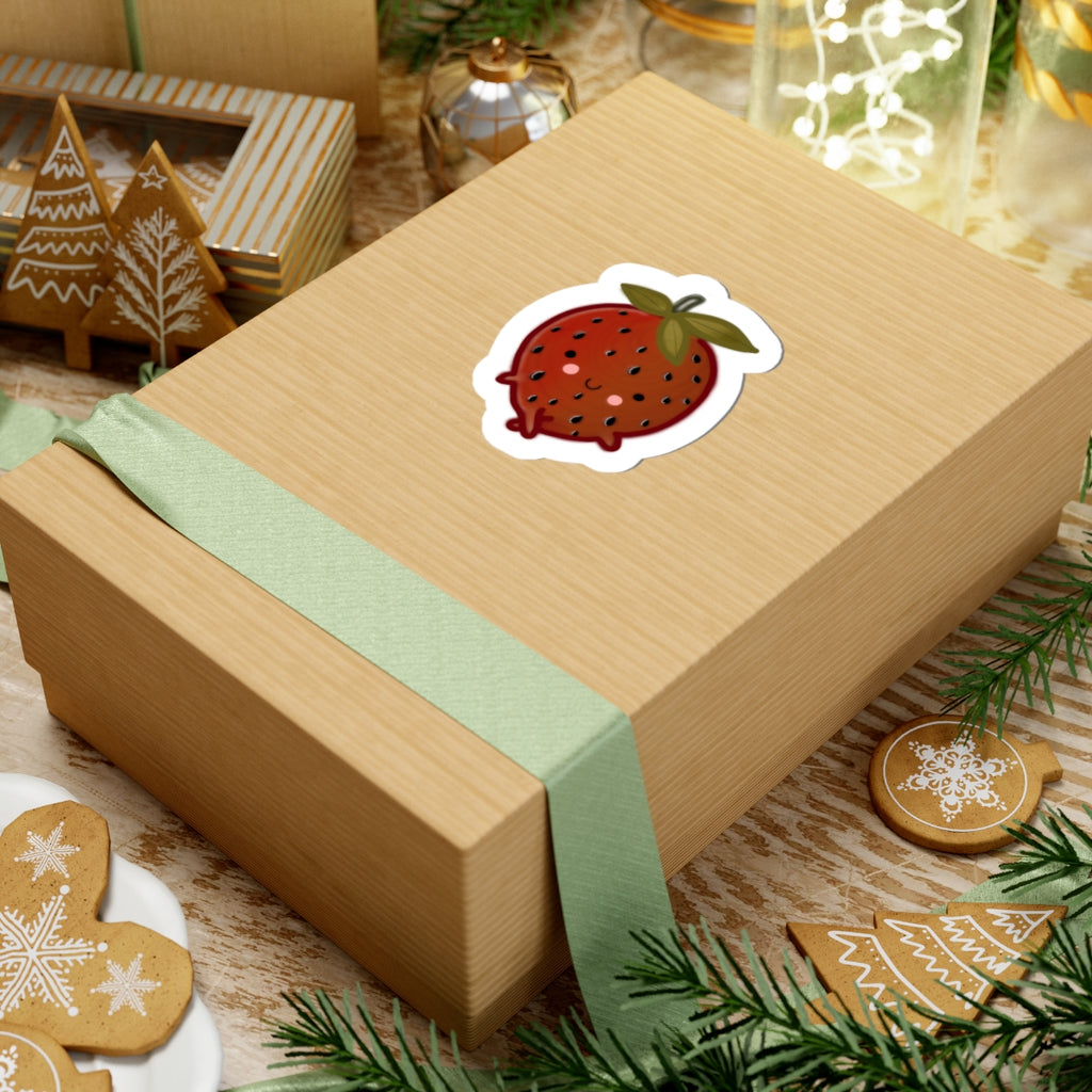 Kawaii Strawberry Sticker — Cute Kiss-Cut Fruit Decal for Laptops, Water Bottles & Planners