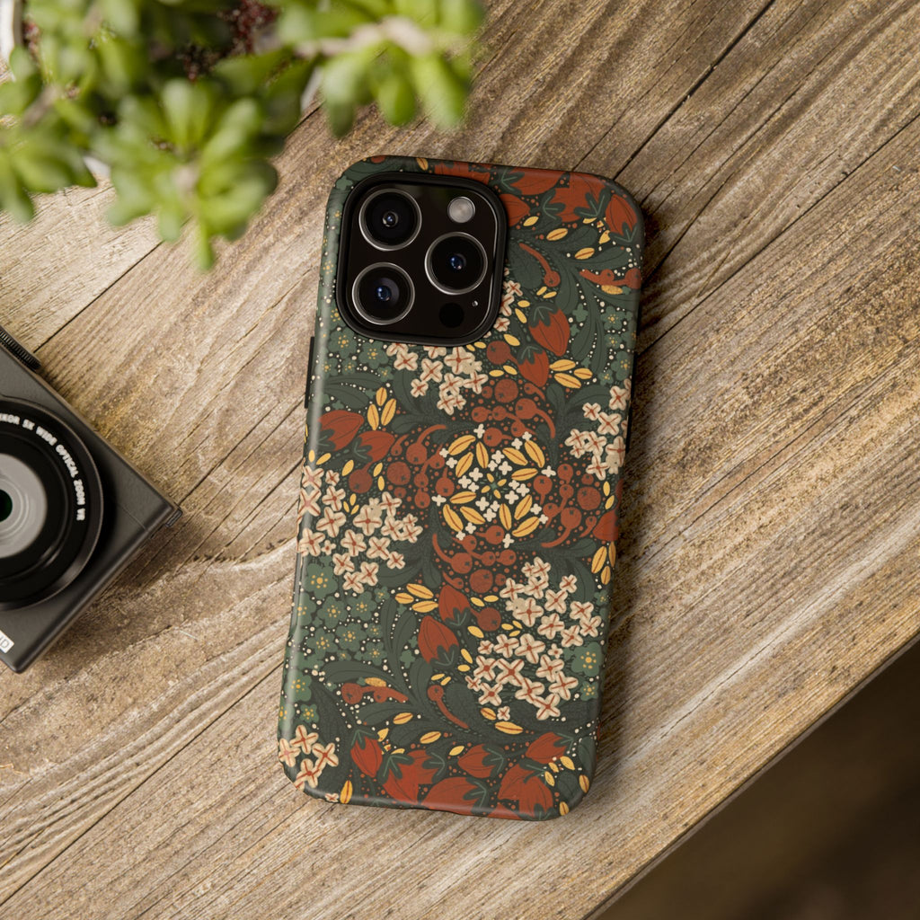 Autumn Floral Kaleidoscope Phone Case | Vintage Botanical Pattern