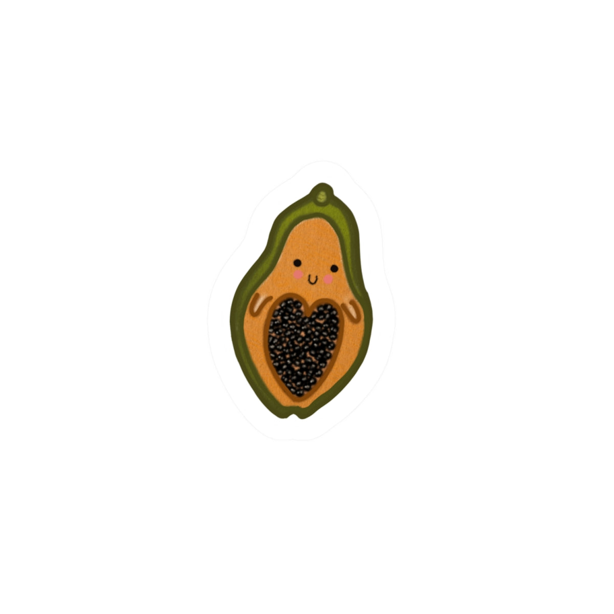 Cute Papaya Sticker — Kawaii Fruit Kiss-Cut Decal