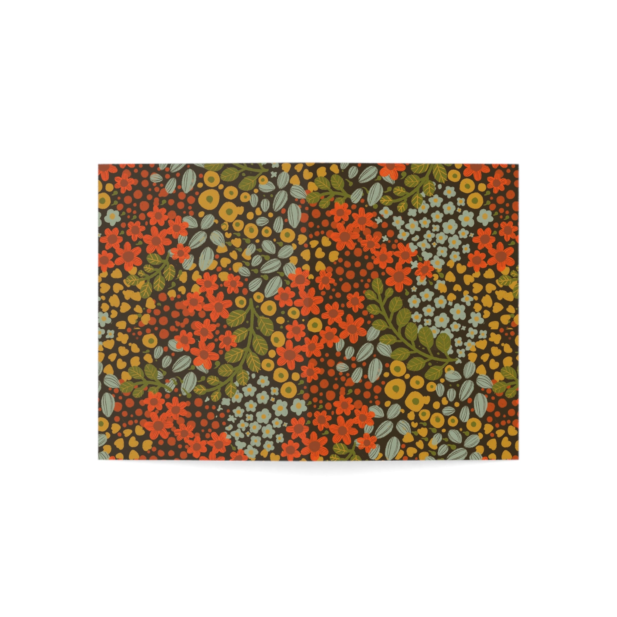 Floral Retro Greeting Cards — Vintage Orange & Olive Flower Note Cards (Pack of 1, 10, 30, 50)