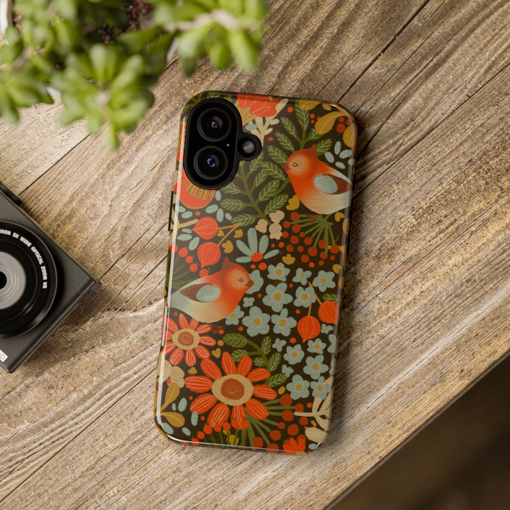 Retro Floral Birds Phone Case | Protective iPhone Cover